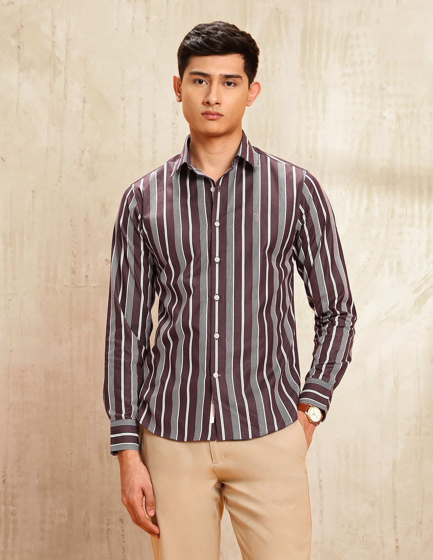 Poplin Vertical Striped Shirt Choco - U.S. POLO ASSN. | Large