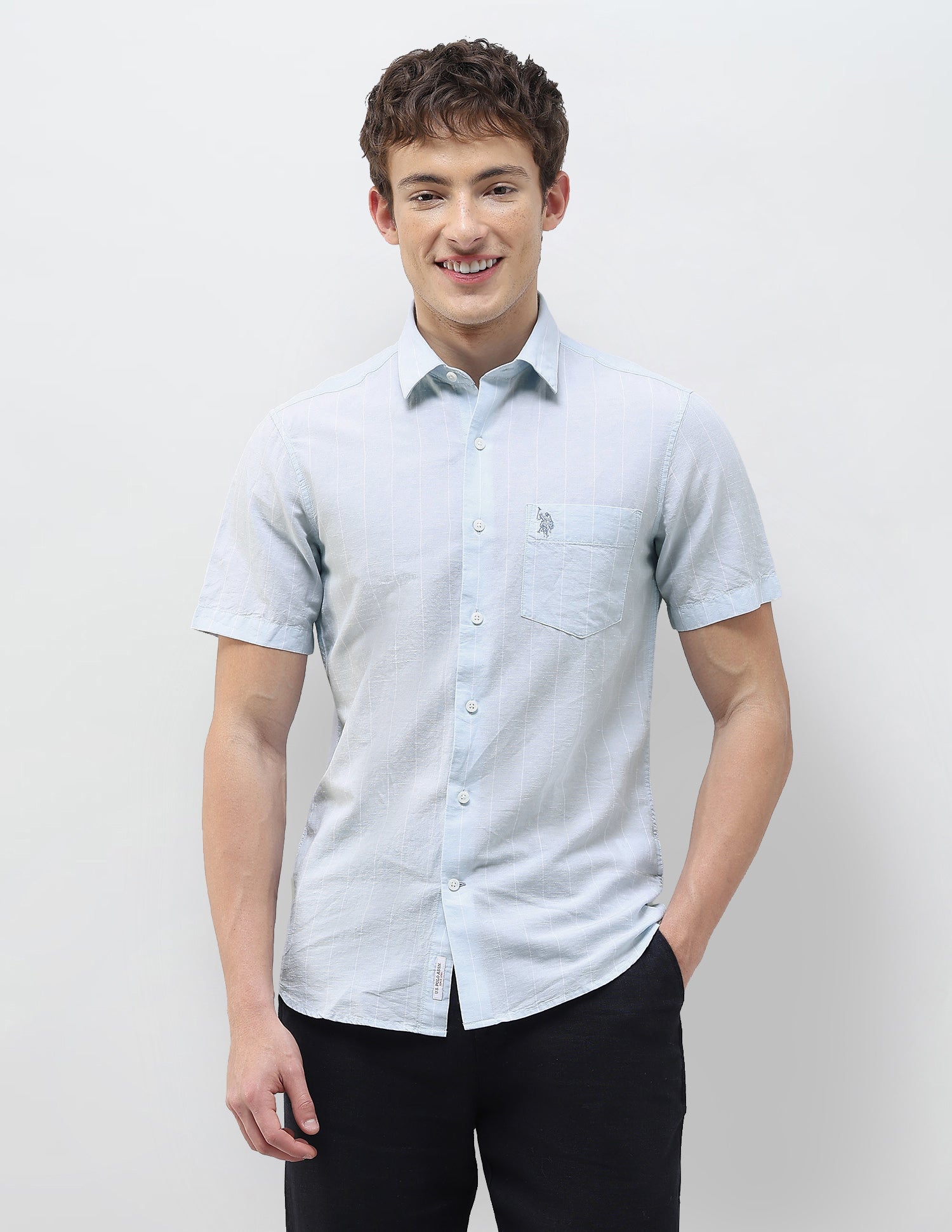 Vertical Striped Regular Fit Shirt Blue - U.S. Polo Assn. India | Large