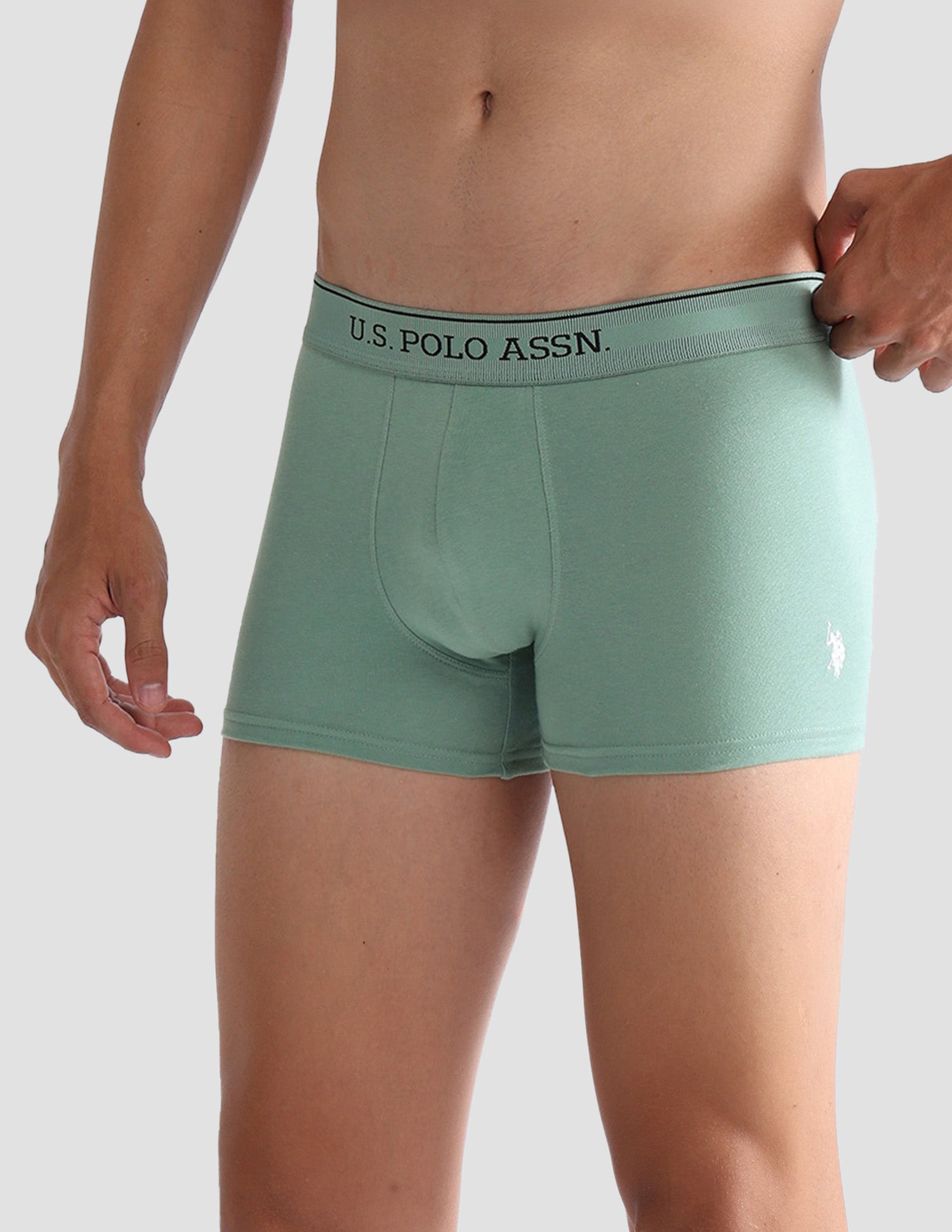 Mid Rise Solid OET15 Trunks - Pack Of 3 Stone Blue, Granite Green and Antler - U.S. POLO ASSN. | Large