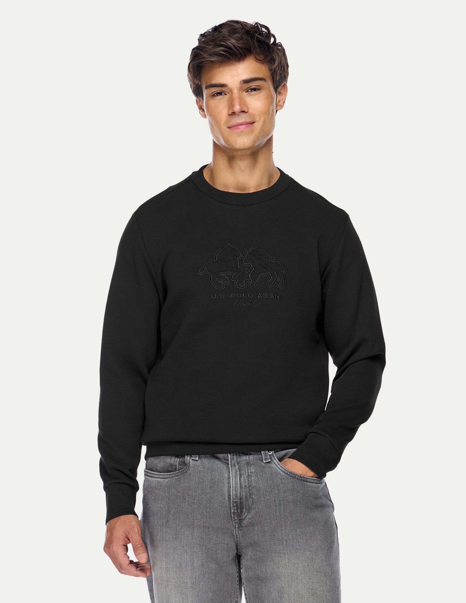 Brand Embroidered Regular Fit Sweatshirt Black - U.S. Polo Assn. India | Large