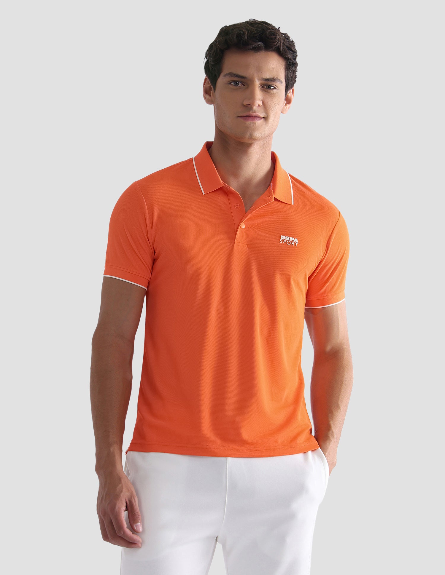 Solid Regular Fit Active Polo Shirt Orange - U.S. Polo Assn. India | Large