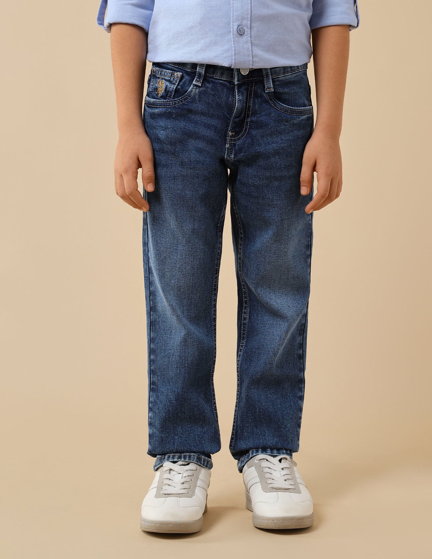 Boys Relaxed Fit Whiskered Jeans Wash - U.S. POLO ASSN. | Large