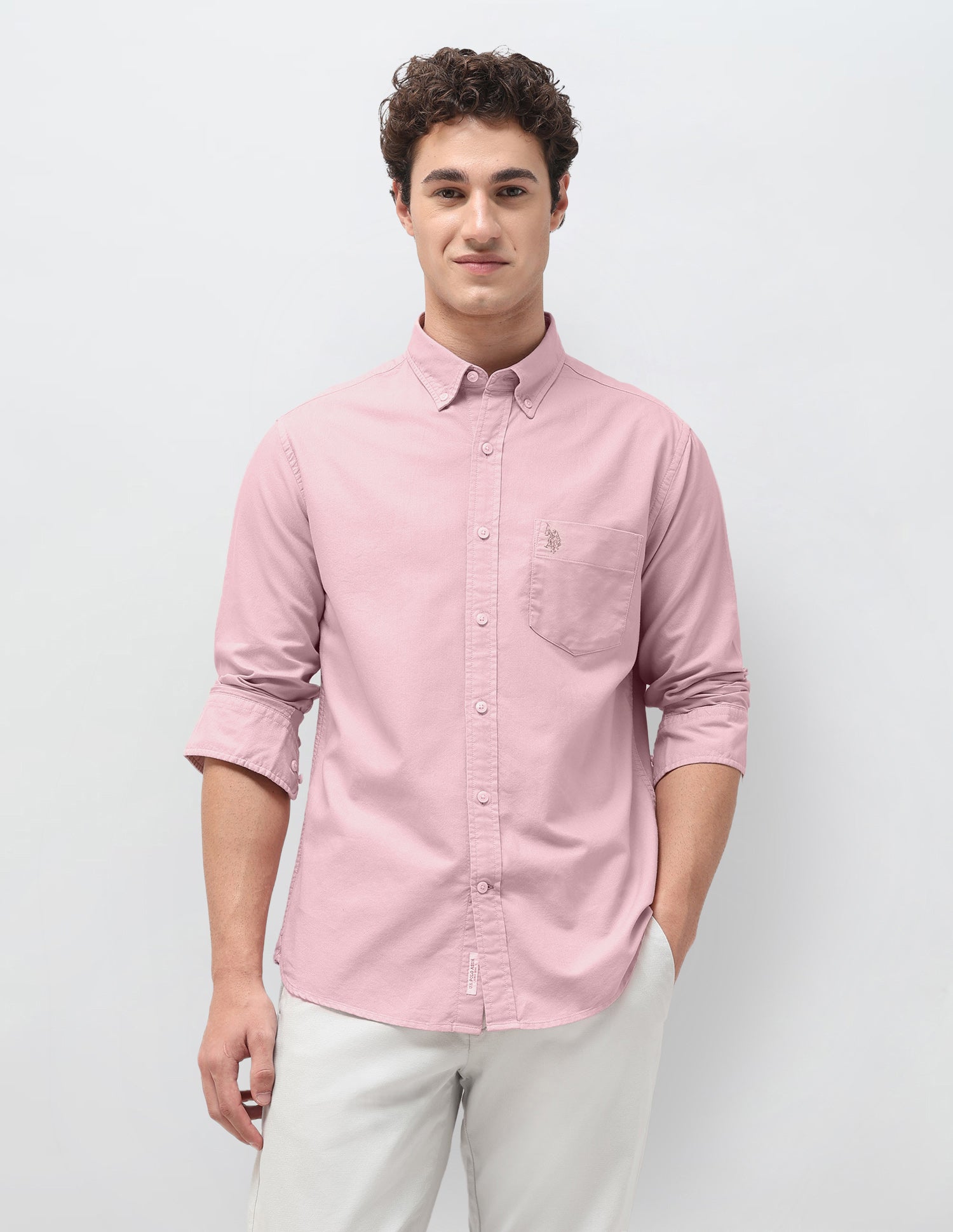 Tailored Fit Oxford Shirt Pink - U.S. Polo Assn. India | Large