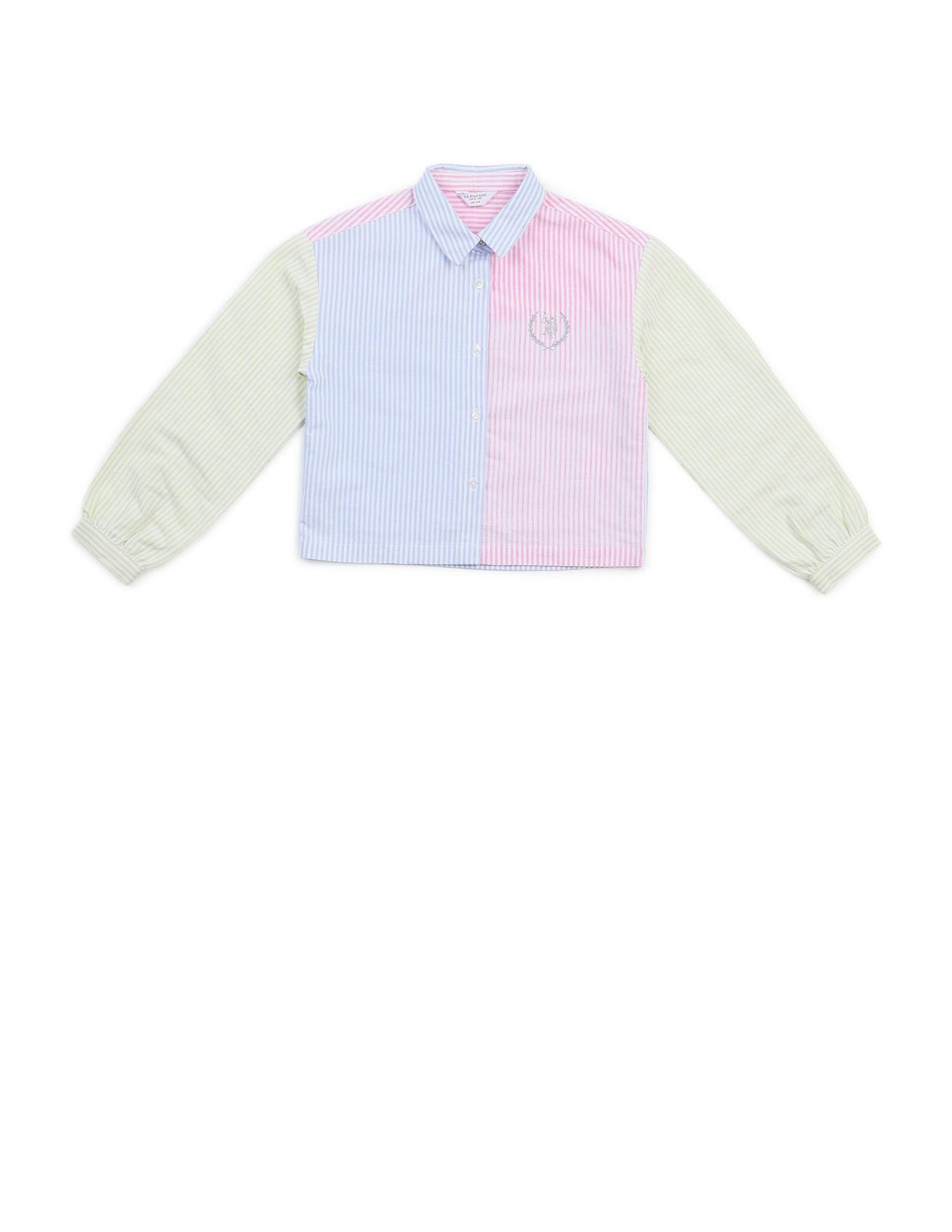Girls Vertcial Striped Colorblocked Top Multi-colour - U.S. POLO ASSN. | Large