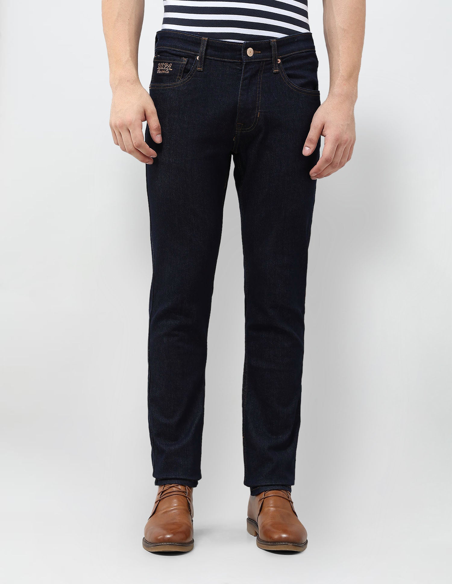 Brandon Slim Tapered Fit Mid Rise Jeans Dark Blue - U.S. POLO ASSN. | Large