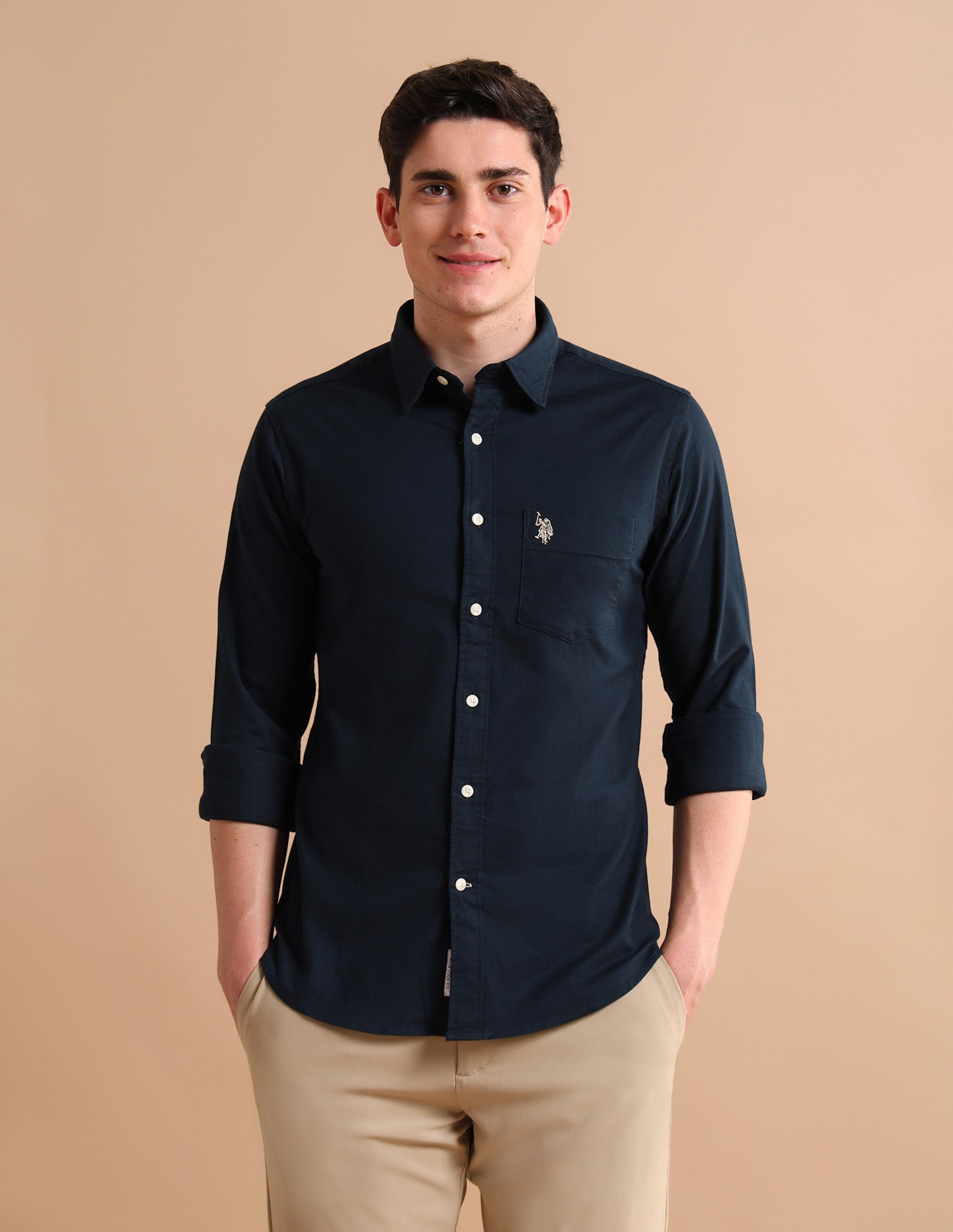 Stretchy Twill Formal Shirt Navy - U.S. POLO ASSN. | Large