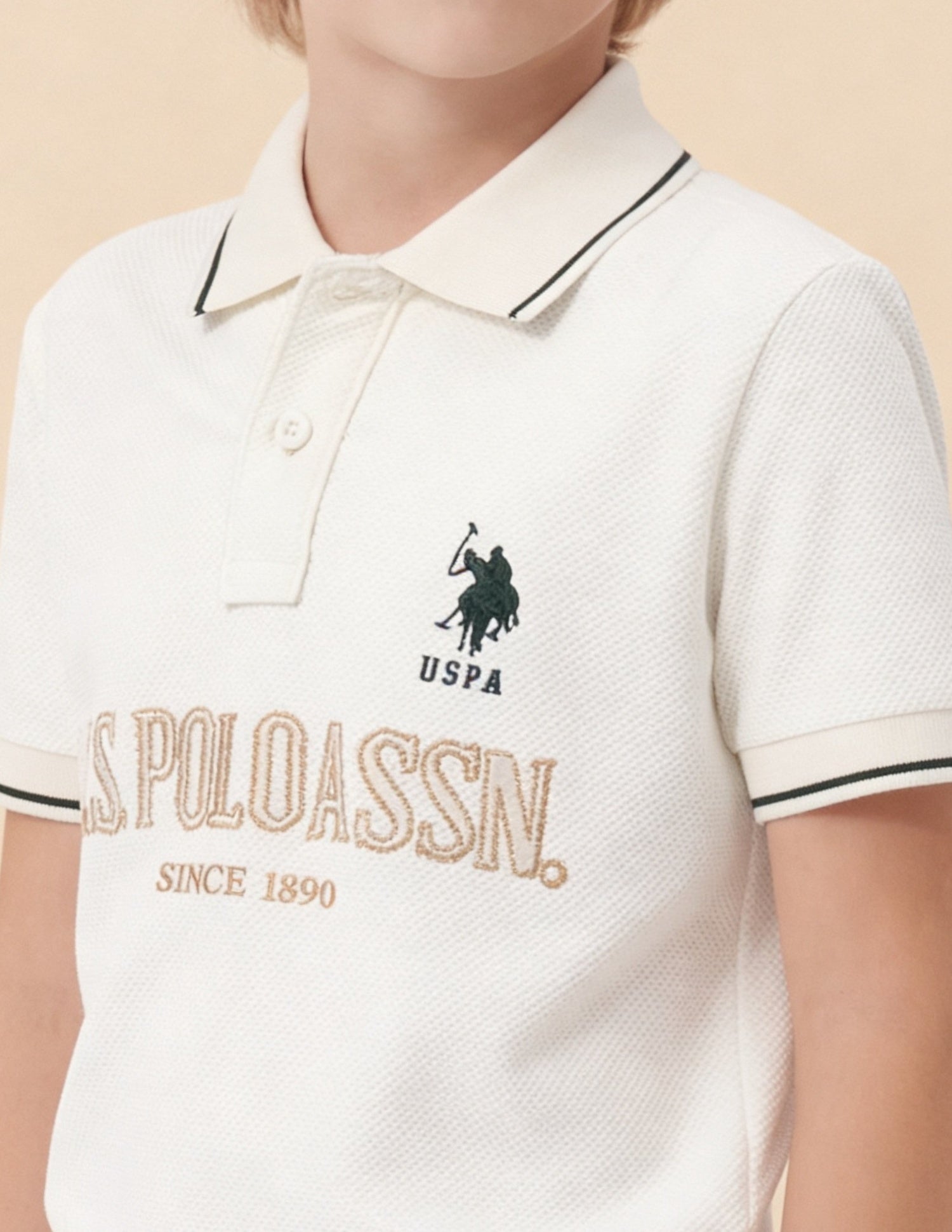 Brand Embroidered Regular Fit Polo Shirt Off White - U.S. Polo Assn. India | Large