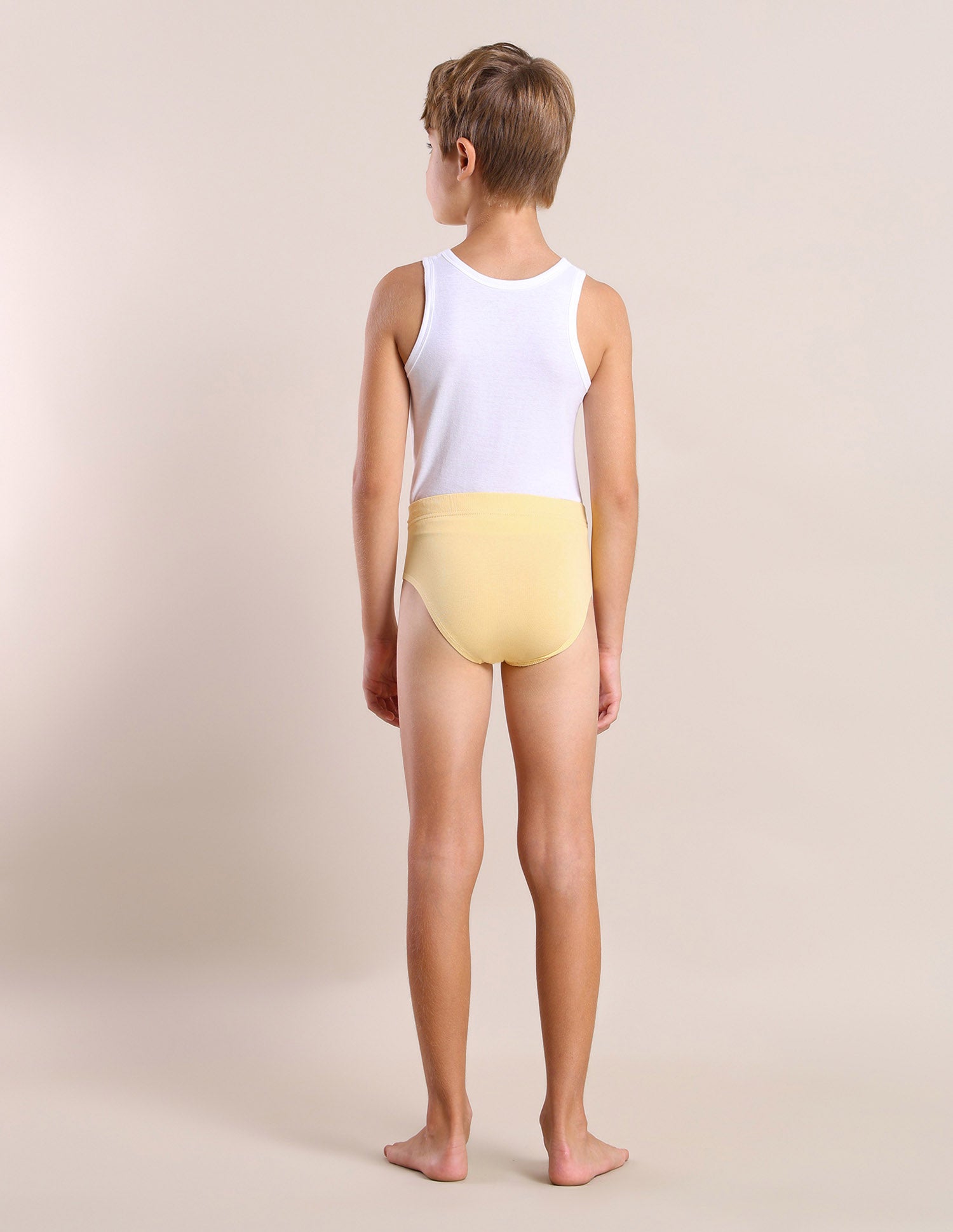 Boys Cotton Spandex Solid Briefs - Pack Of 3 Purple, Yellow and Green - U.S. POLO ASSN. | Large