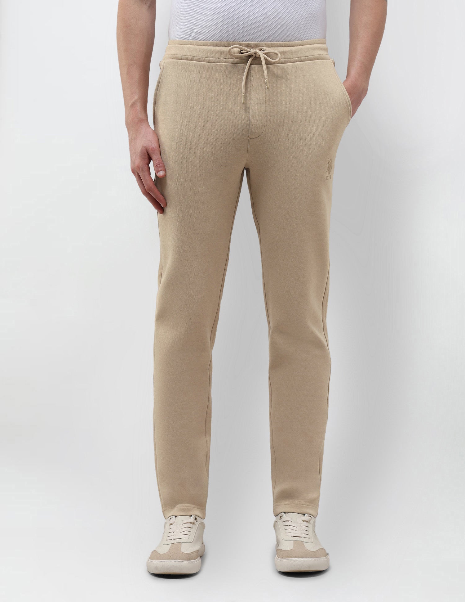 Mid Rise Solid Track Pants Light Brown - U.S. Polo Assn. India | Large