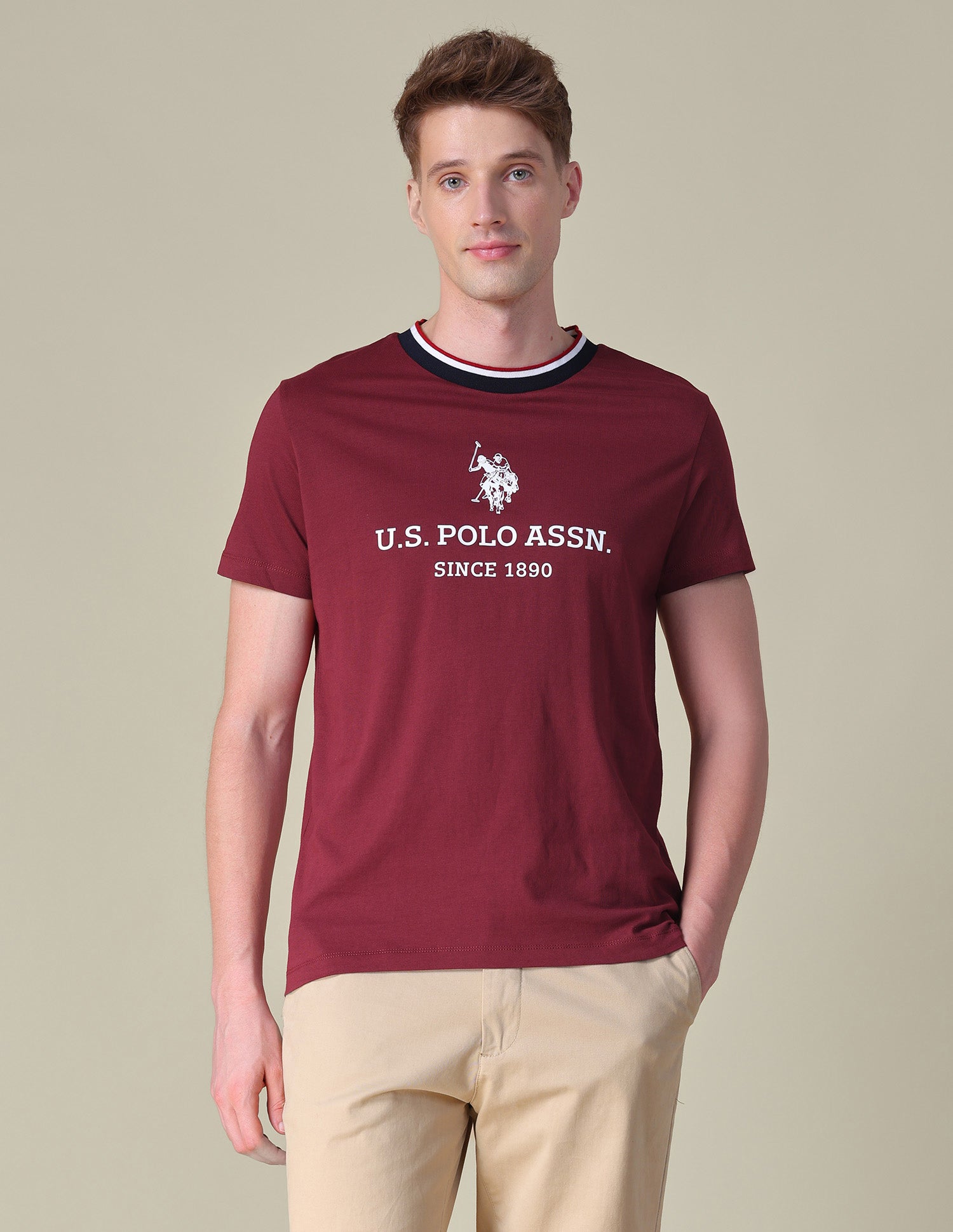 Brand Printed Slim Fit T-Shirt Maroon - U.S. POLO ASSN. | Large
