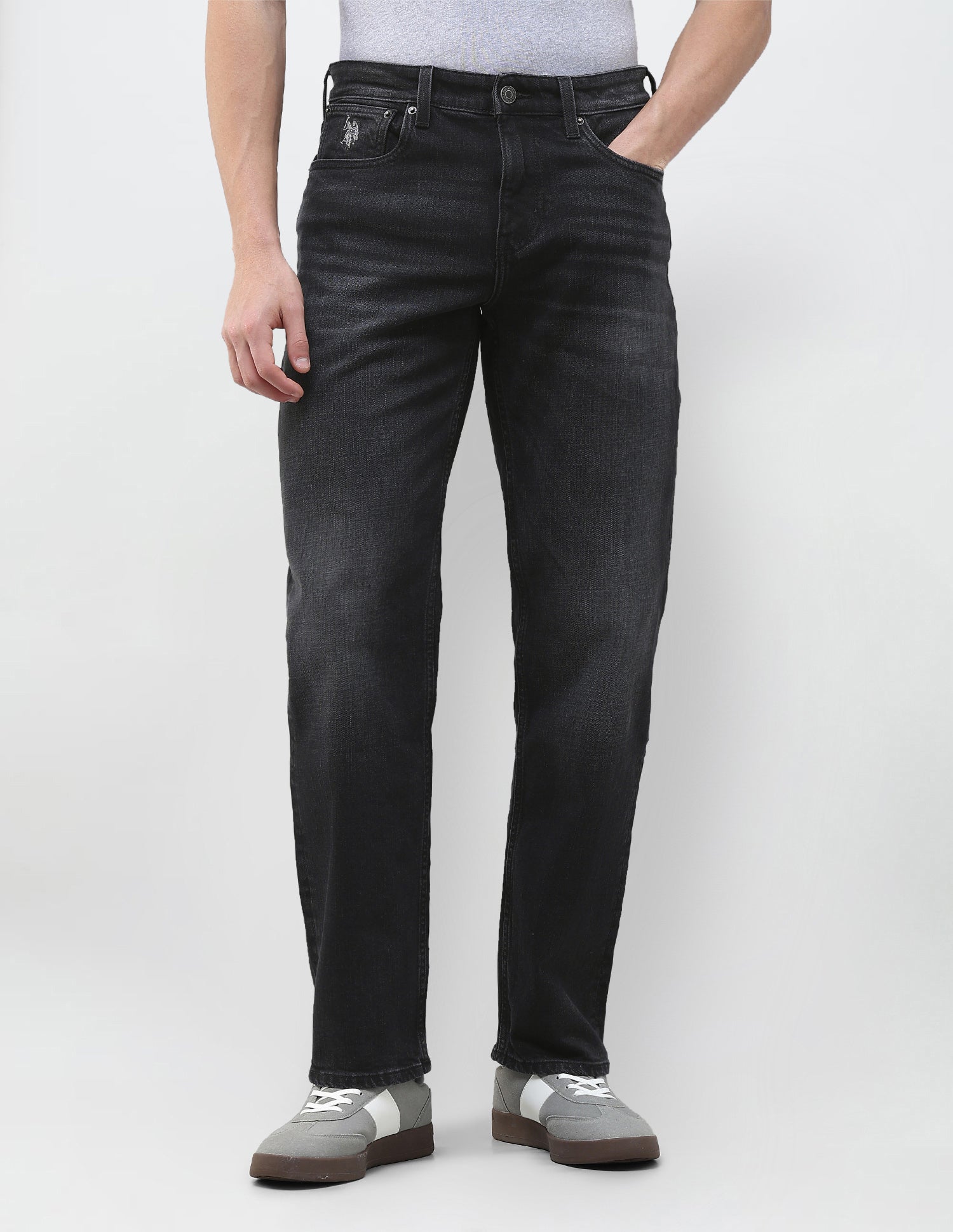 Shawn Relaxed Fit Black Jeans Washed Black - U.S. Polo Assn. India | Large