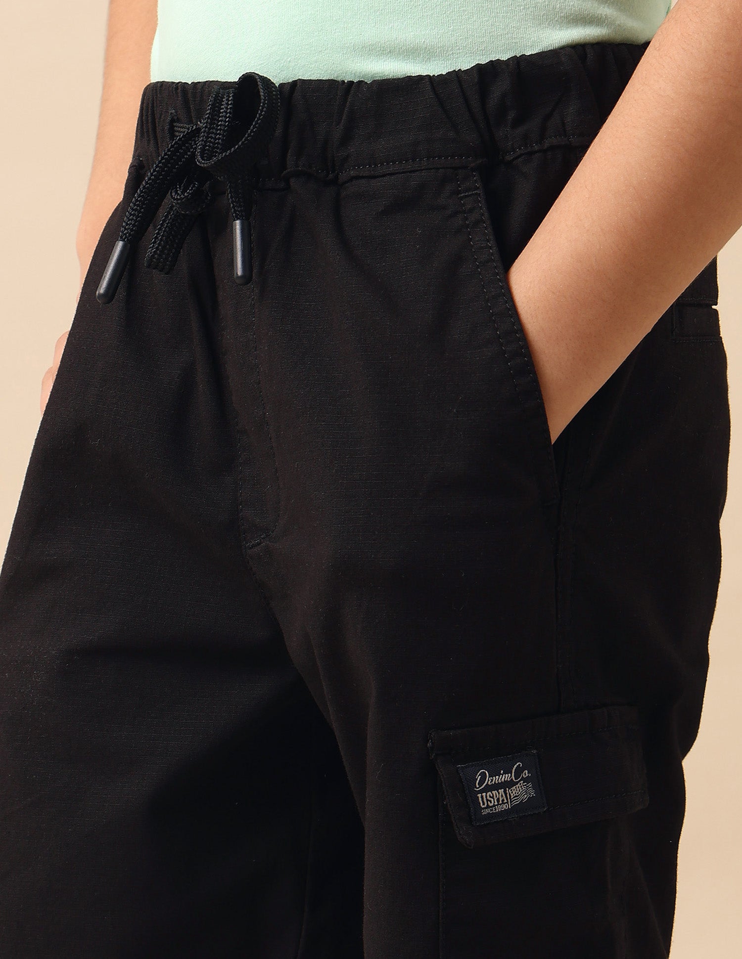 Boys Relaxed Fit Textured Cargo Shorts Black - U.S. POLO ASSN. | Large