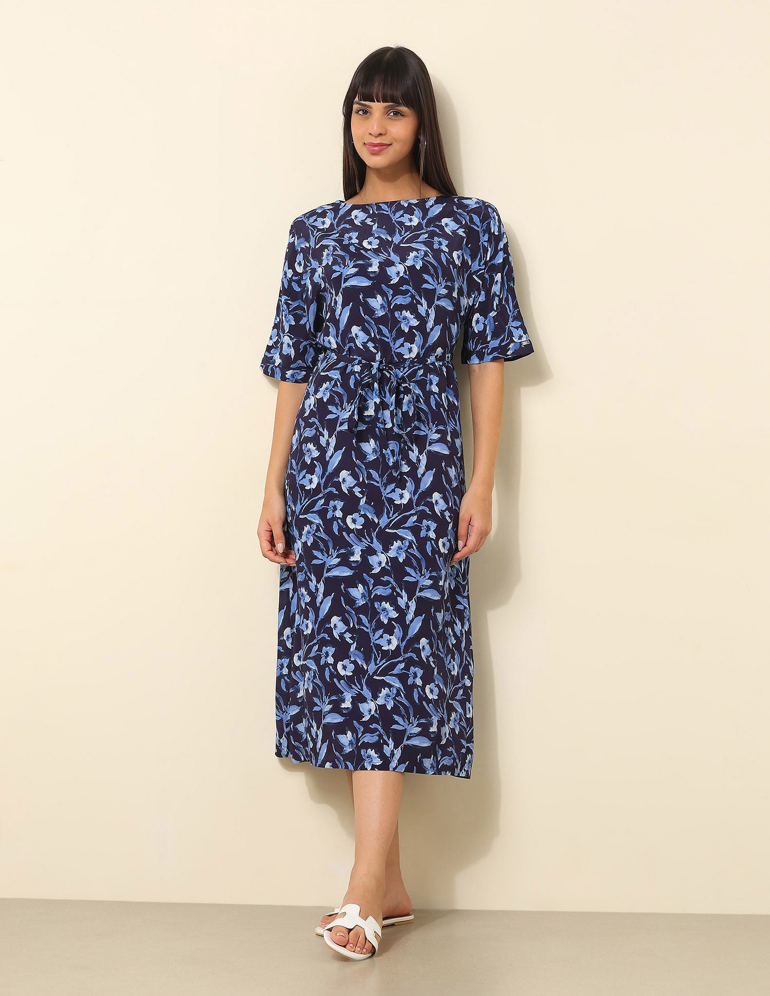 Floral Printed Fit & Flare Midi Dress Multi-colour - U.S. Polo Assn. India | Large