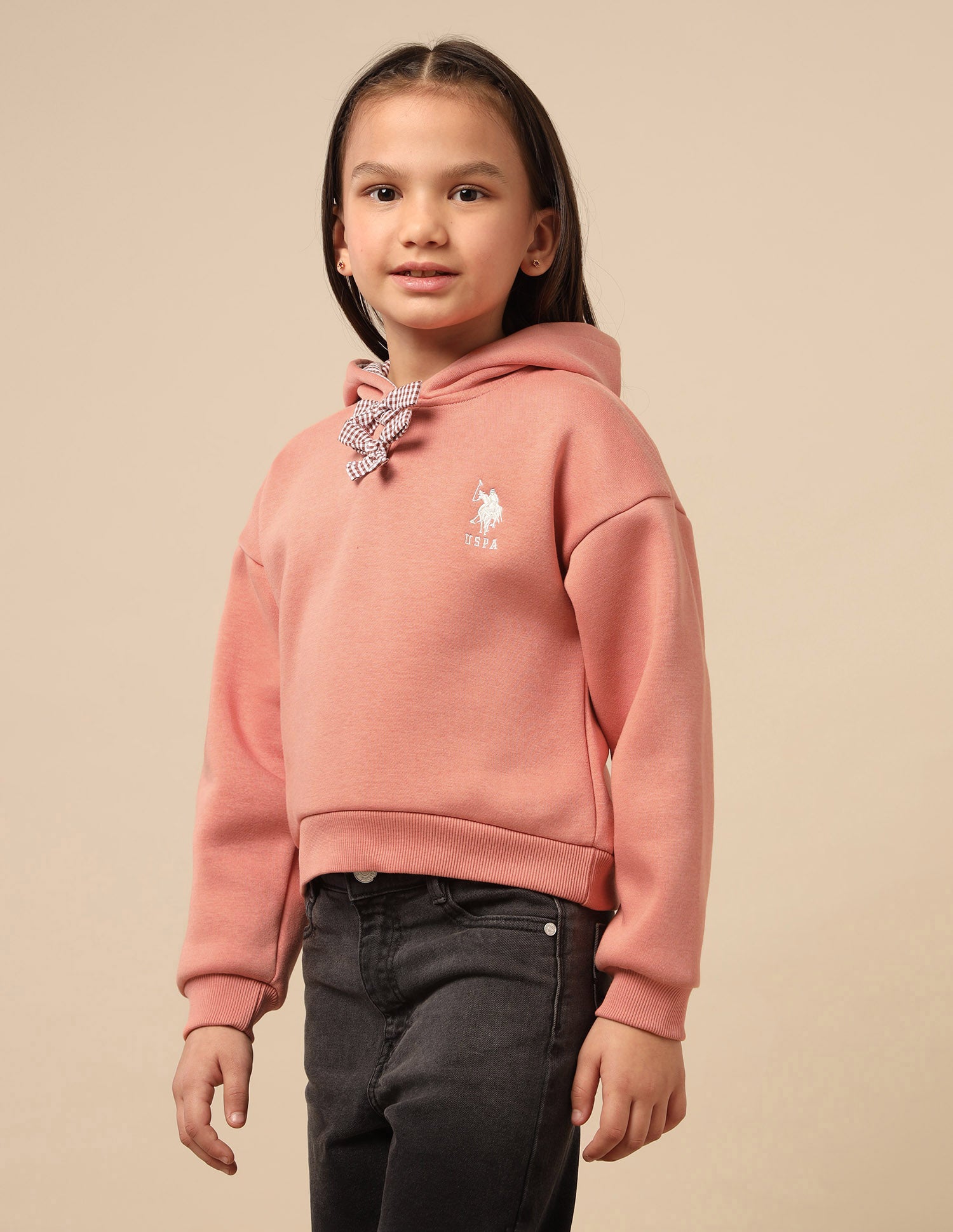 Girls Solid Comfort Fit Sweatshirt Rust - U.S. POLO ASSN. | Large