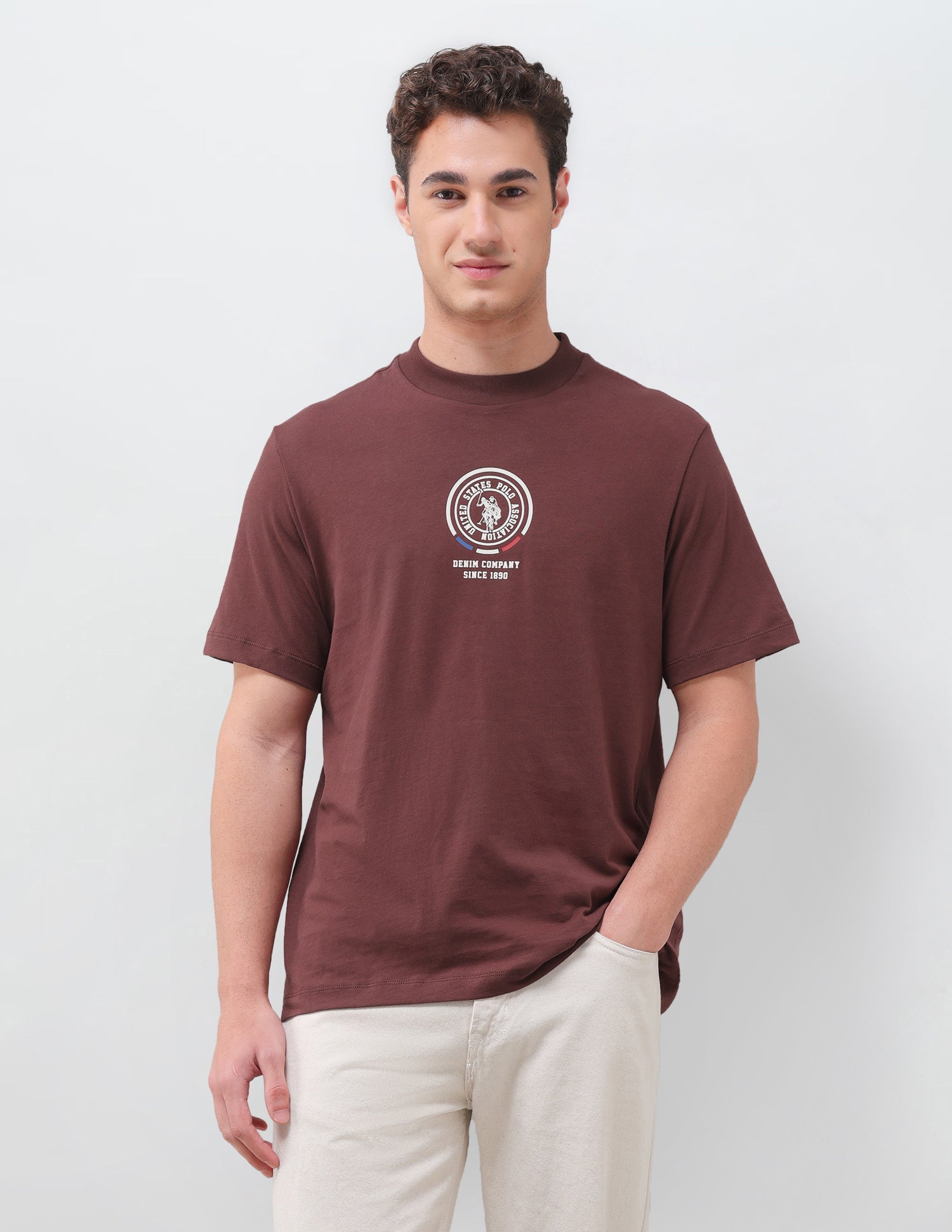Solid Relaxed Fit T-Shirt Maroon - U.S. Polo Assn. India | Large