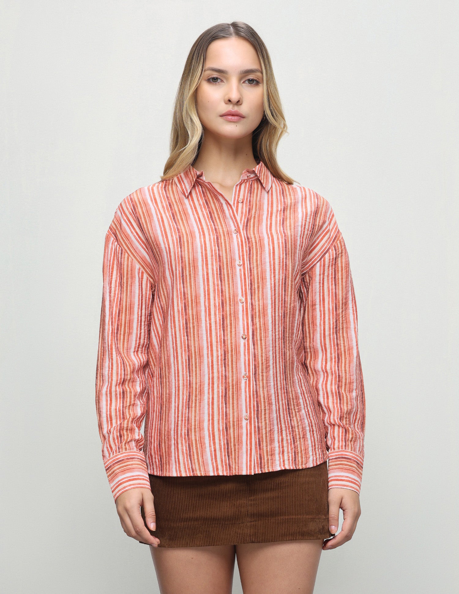 Vertical Striped Relaxed Fit Shirt Red - U.S. Polo Assn. India | Large