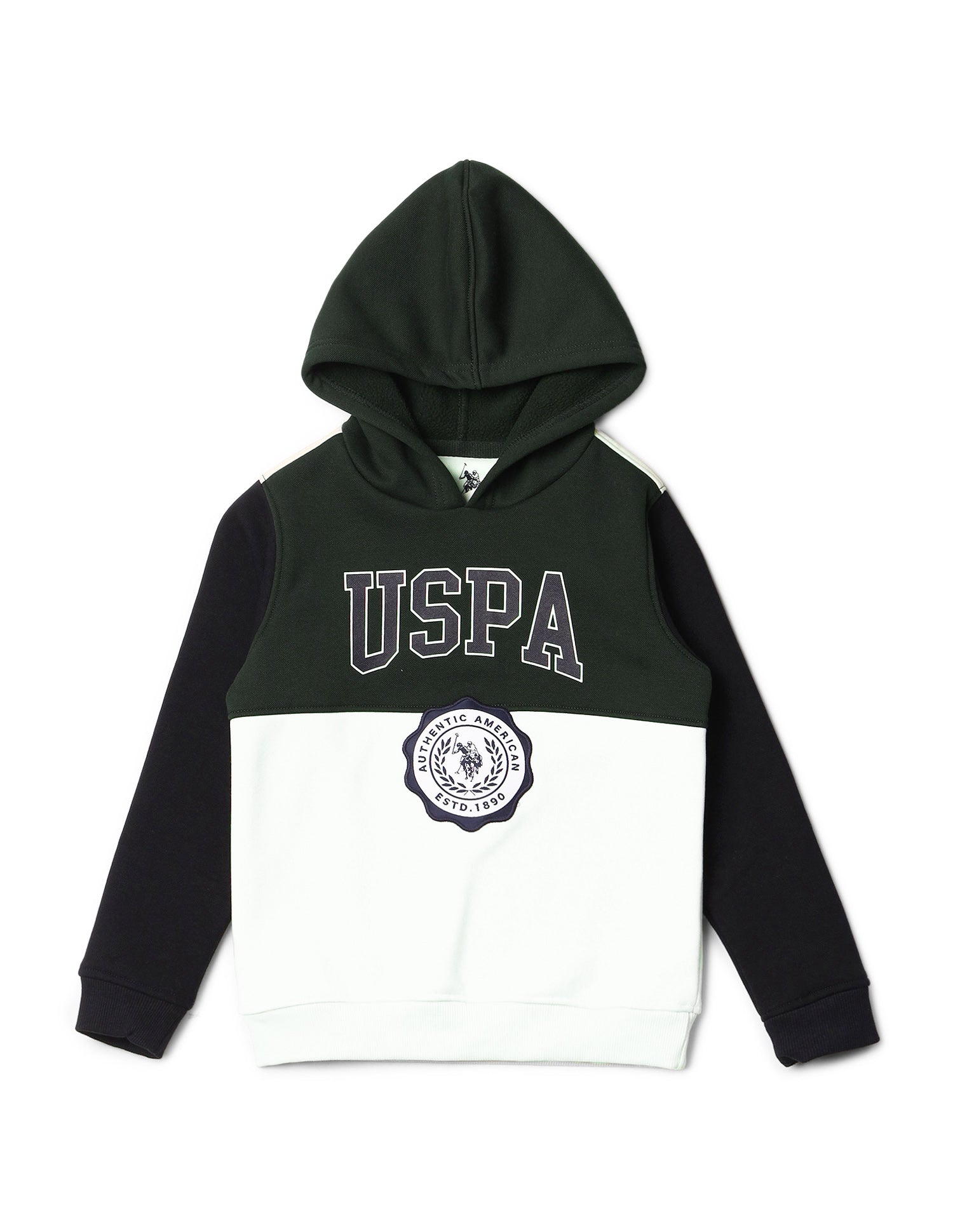 Boys Brand Printed Hooded Sweatshirt Dark Green - U.S. POLO ASSN. | Large