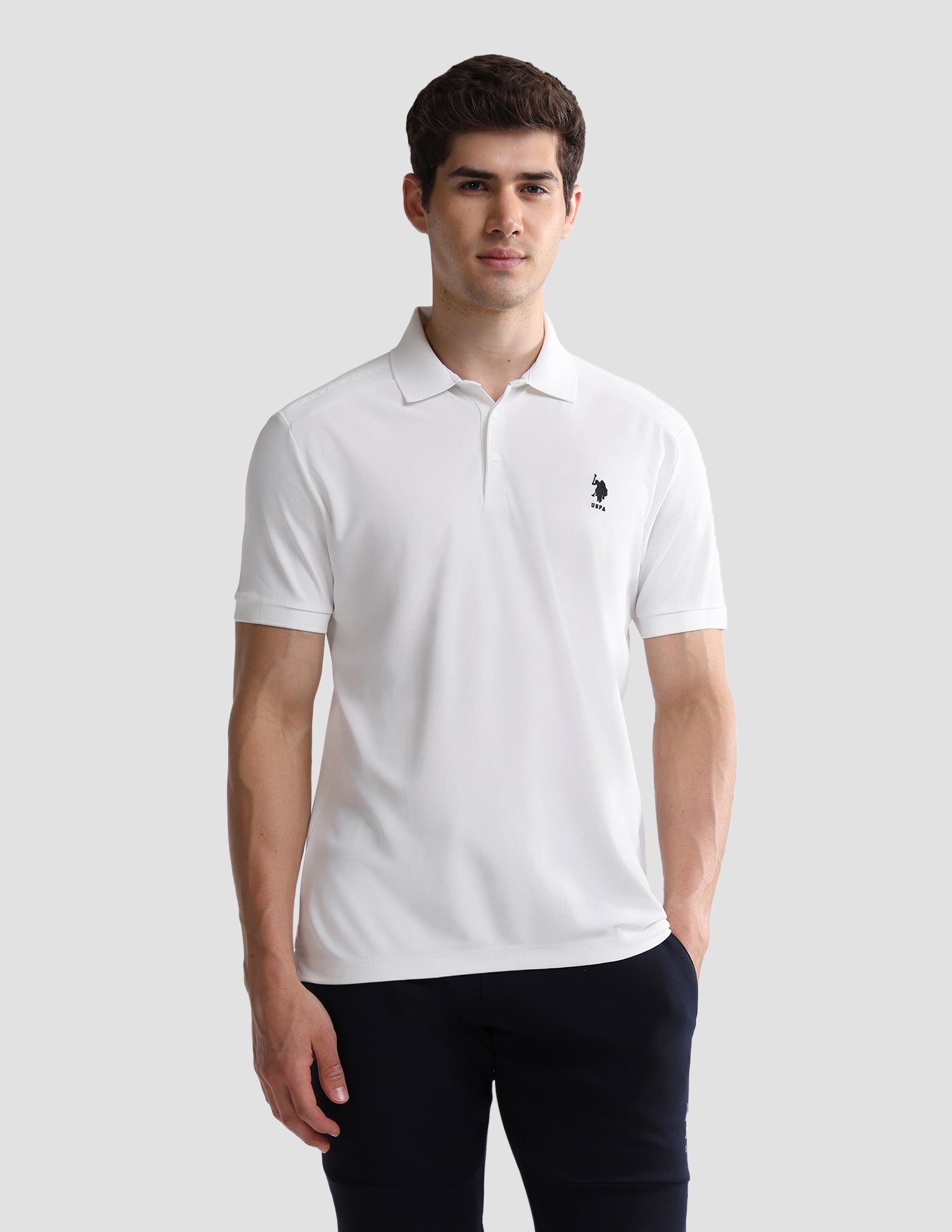 Solid Slim Fit Active Polo Shirt White - U.S. Polo Assn. India | Large