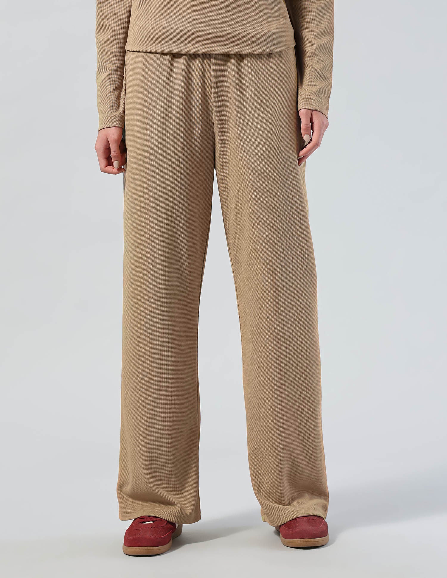 Textured Straight Fit Lounge Trousers Brown - U.S. POLO ASSN. | Large