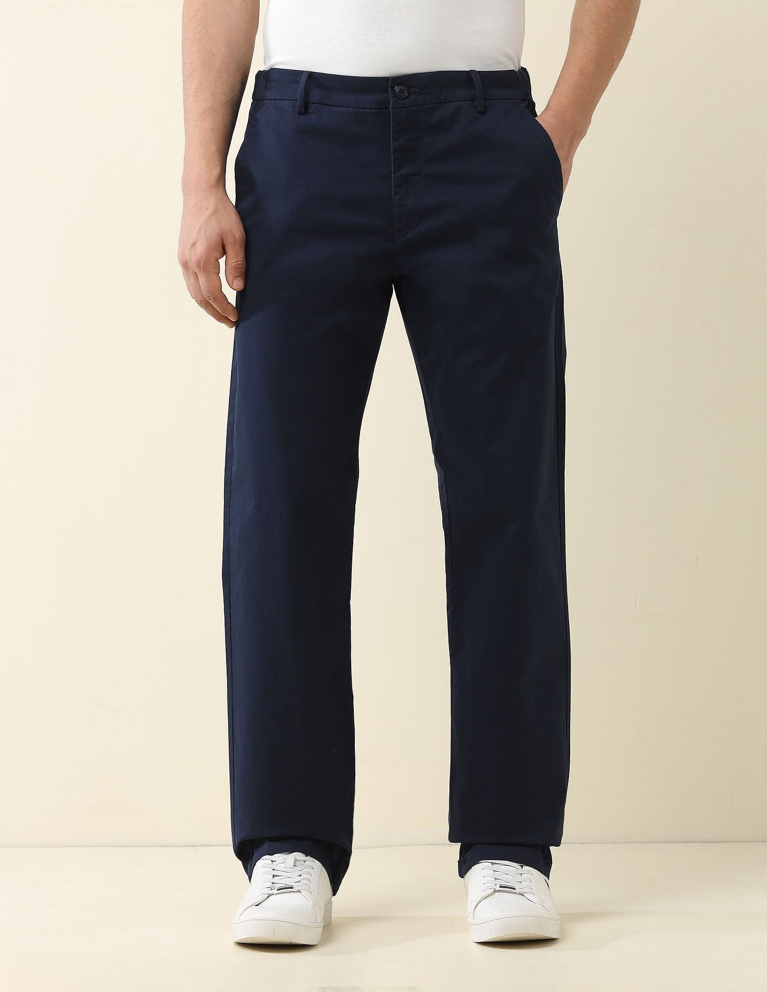 Straight Fit Solid Chinos Navy - U.S. Polo Assn. India | Large