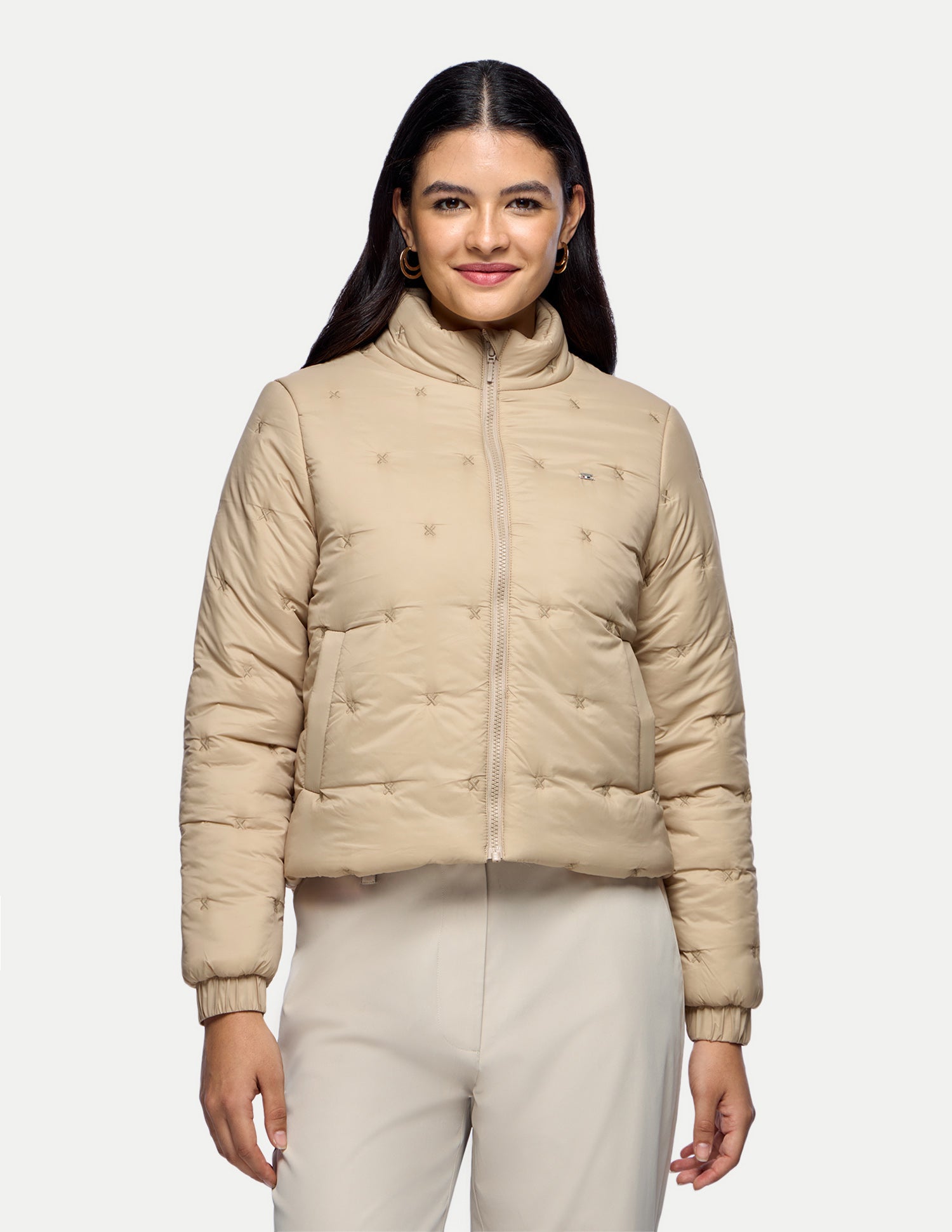 Relaxed Fit Bomber Puffer Jacket Beige - U.S. Polo Assn. India | Large