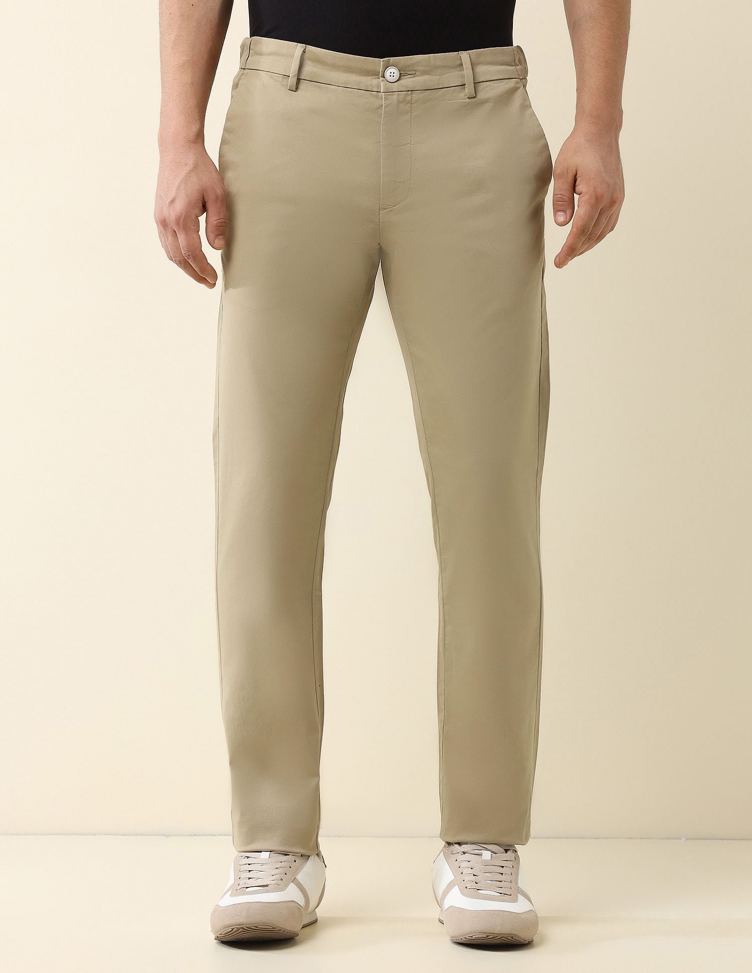 Slim Fit Solid Chinos Khaki - U.S. Polo Assn. India | Large