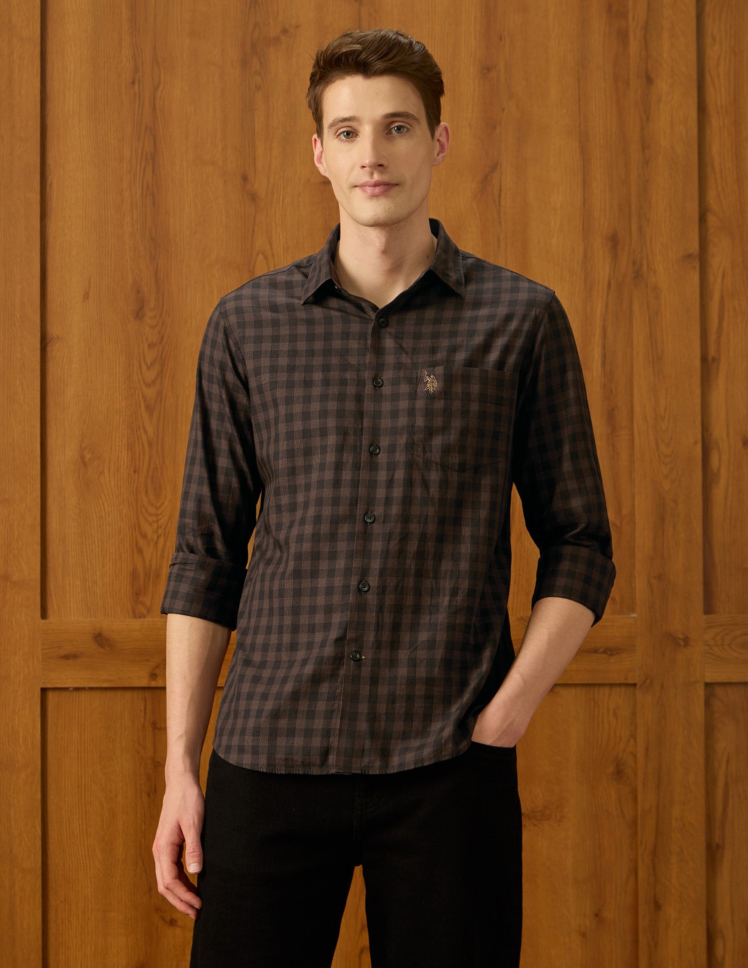 Equestrian Sports @ Elevnado Plaid Checked Shirt Brown - U.S. Polo Assn. India | Large