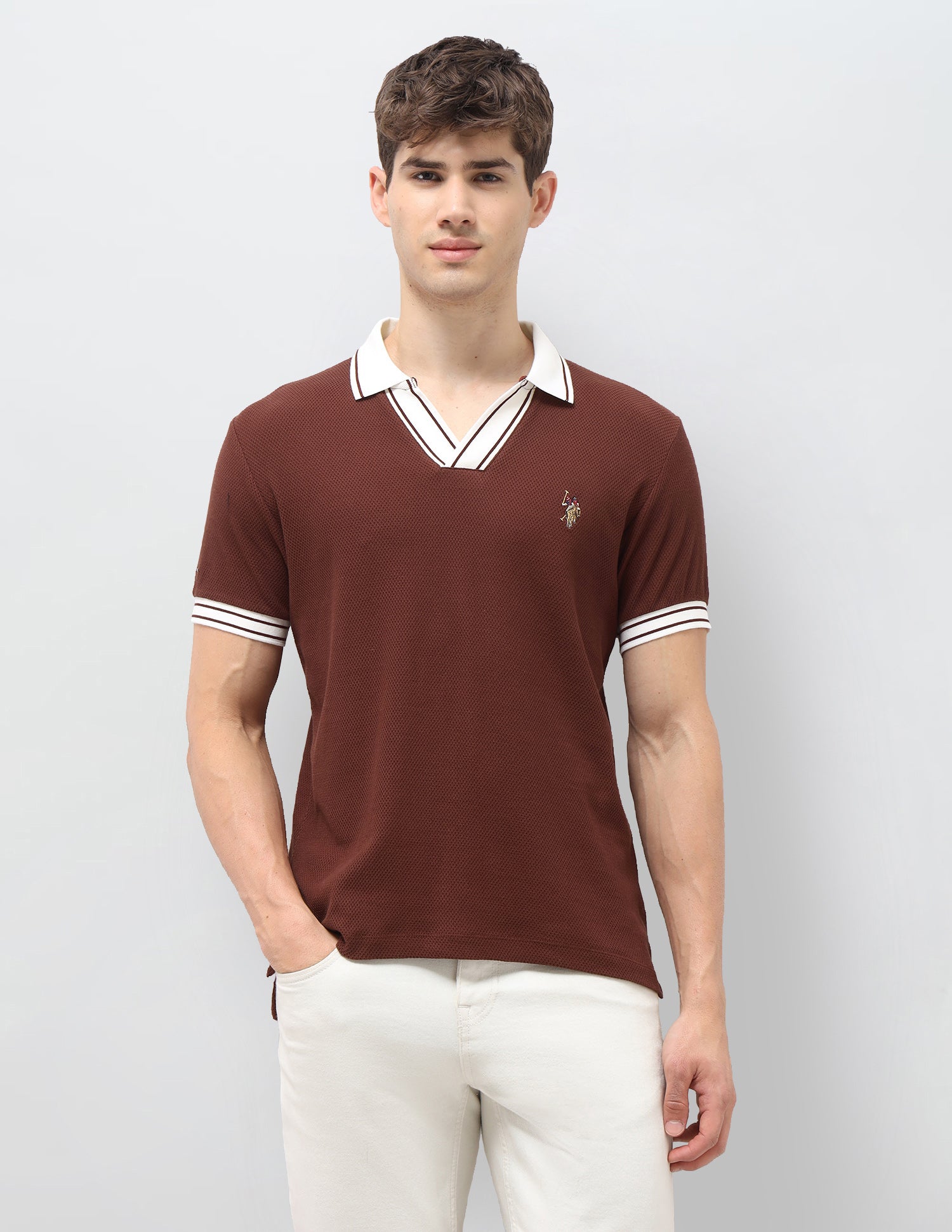 Solid Slim Fit Polo Shirt Rust - U.S. Polo Assn. India | Large