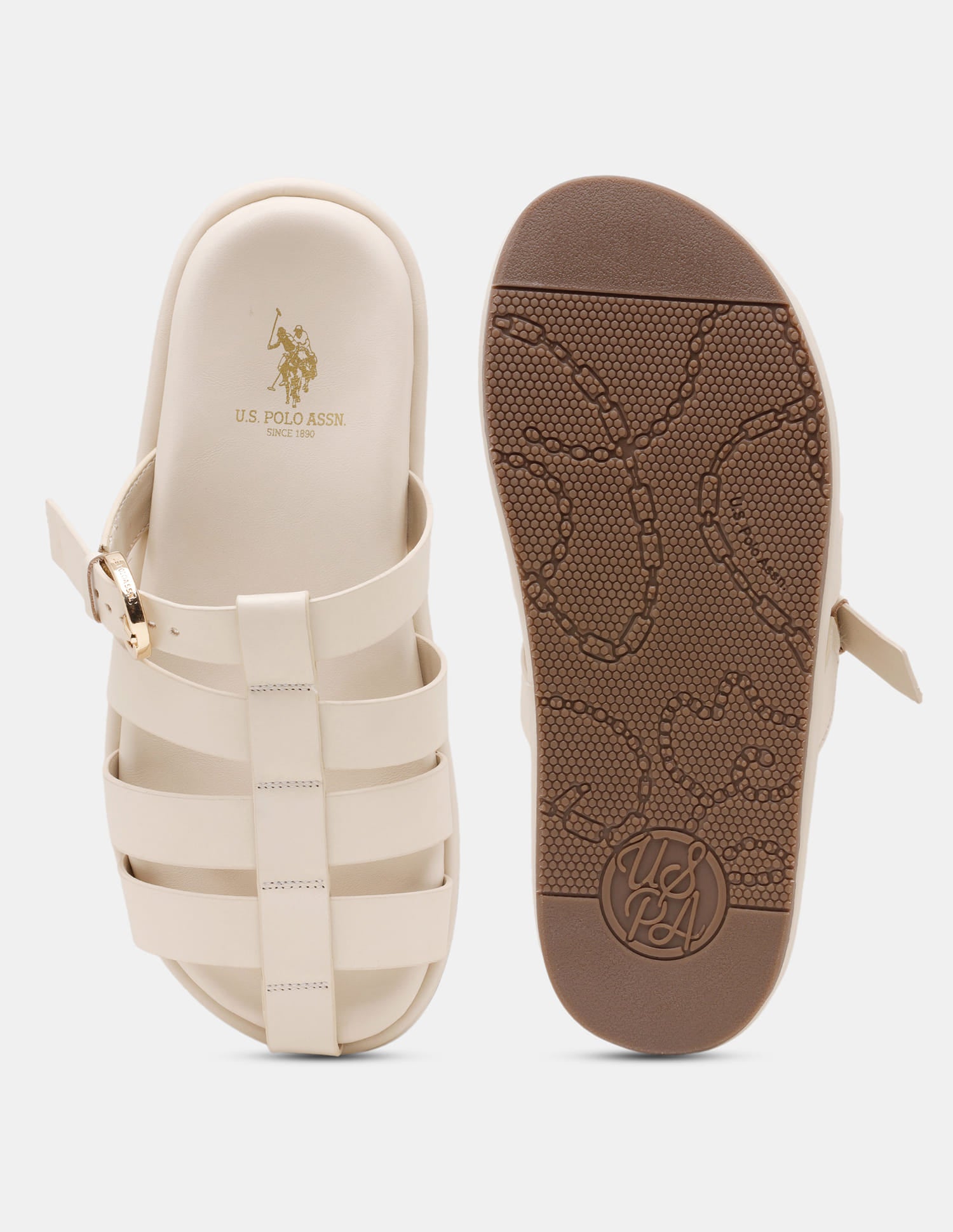 Women Minseo Multi Strap Buckle Sandals Beige - U.S. Polo Assn. India | Large