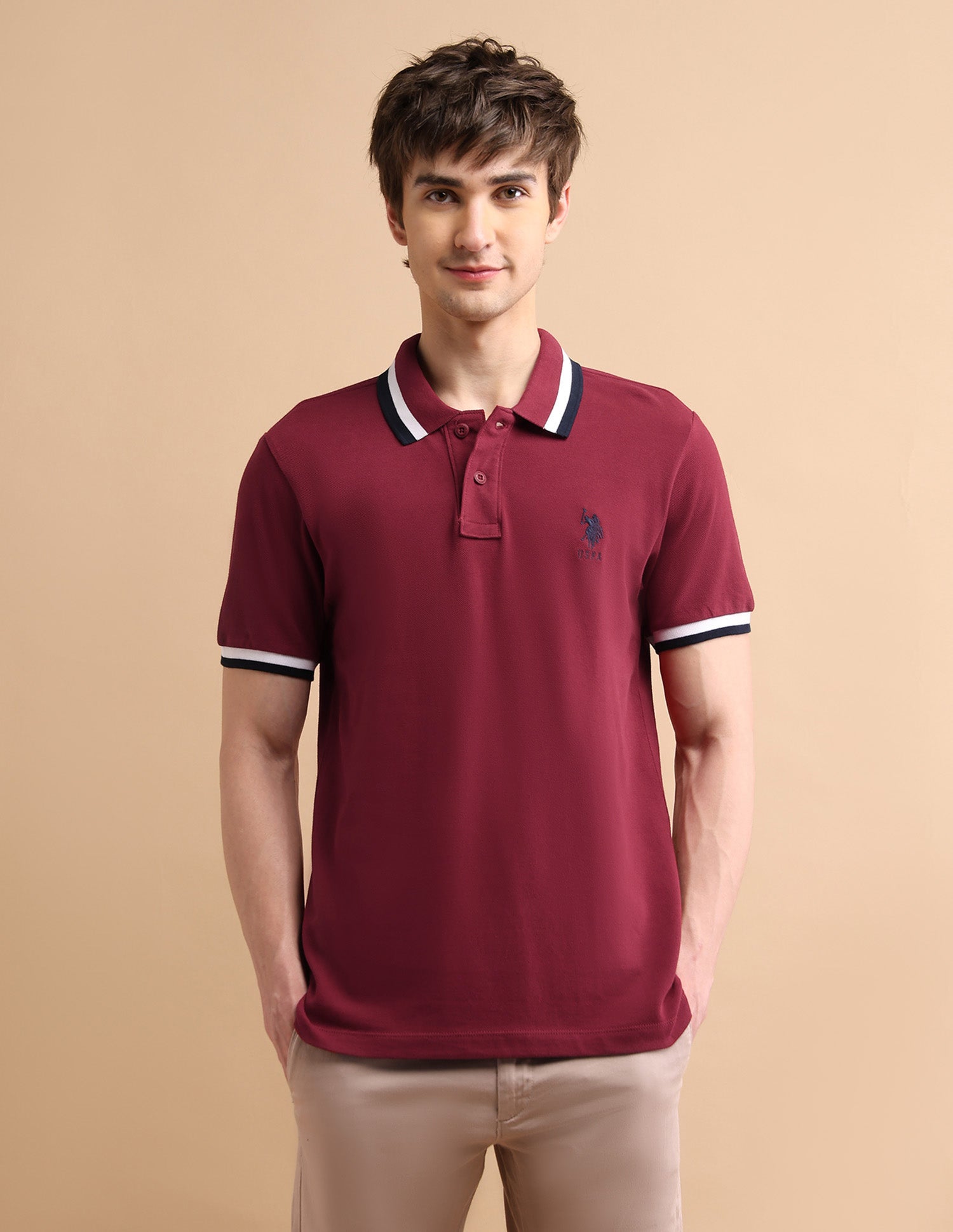 Heritage Tipped Polo Shirt Maroon - U.S. POLO ASSN. | Large
