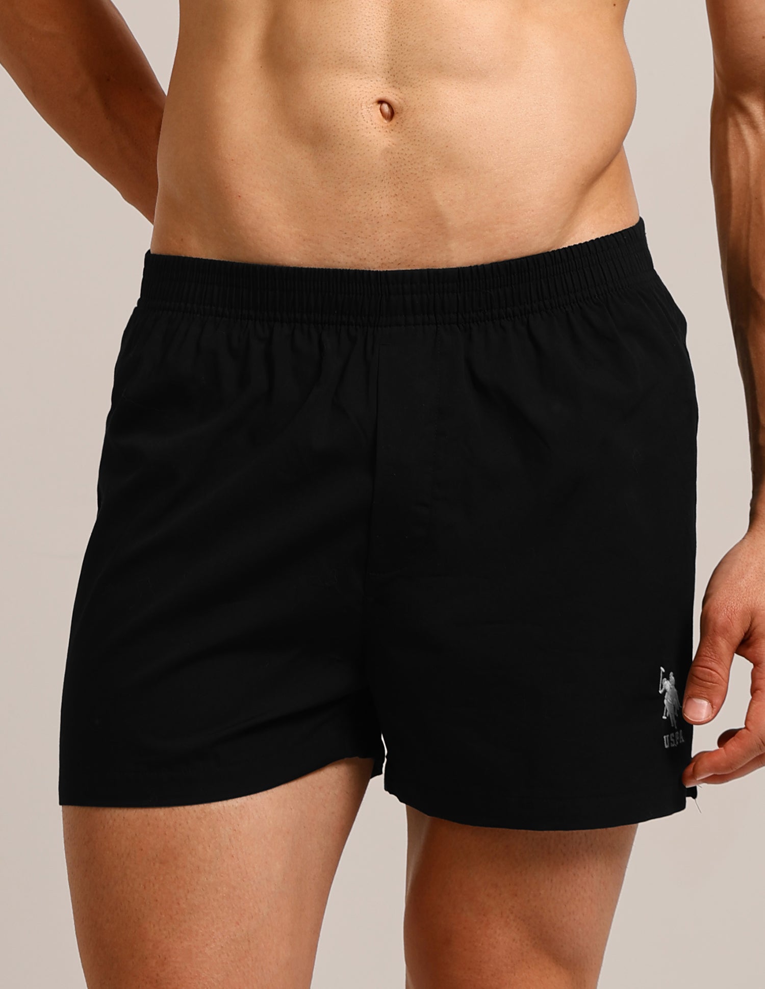 Pure Cotton OEX04 Boxer Shorts - Pack Of 1 Black - U.S. Polo Assn. India | Large