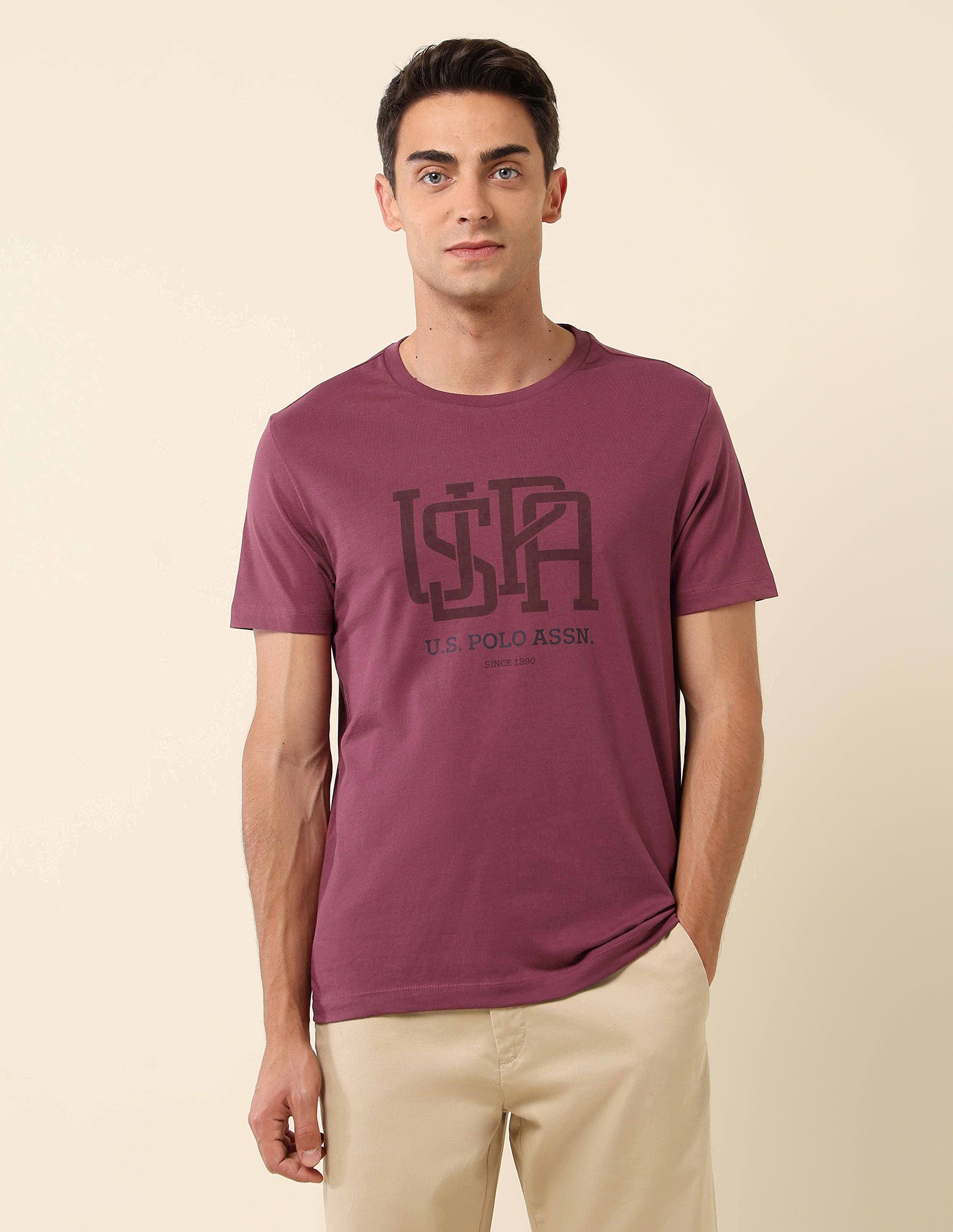 Brand Printed Slim Fit T- Shirt Purple - U.S. POLO ASSN. | Large