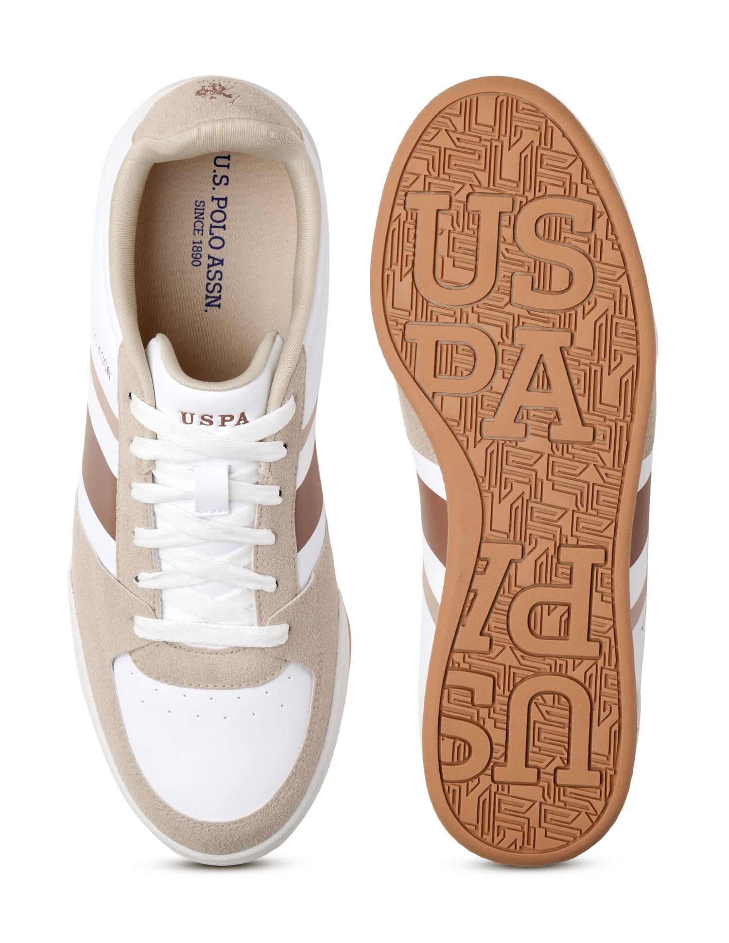 Men Roger Colourblocked Sneakers Beige - U.S. Polo Assn. India | Large