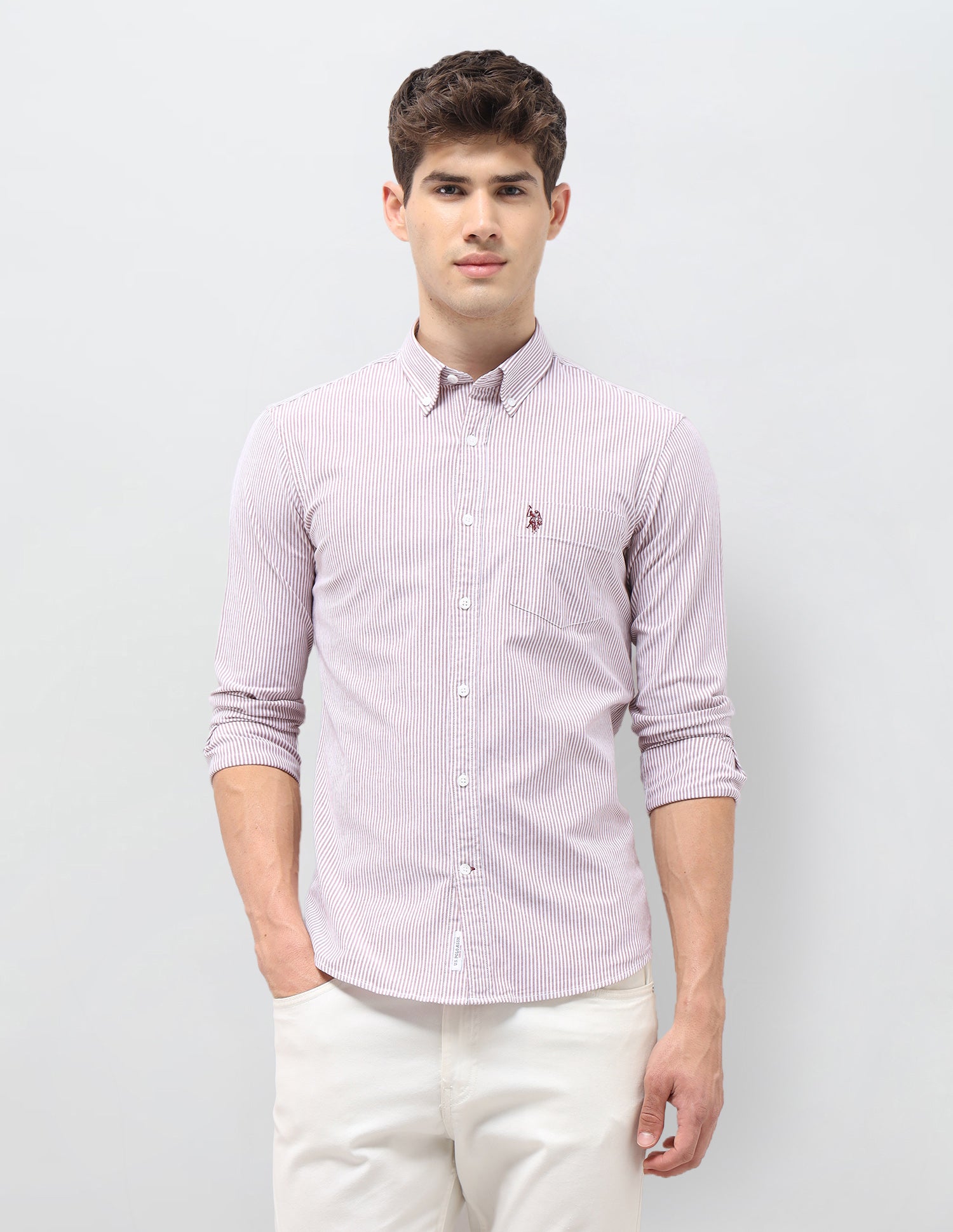Vertical Striped Oxford Shirt Pink - U.S. Polo Assn. India | Large
