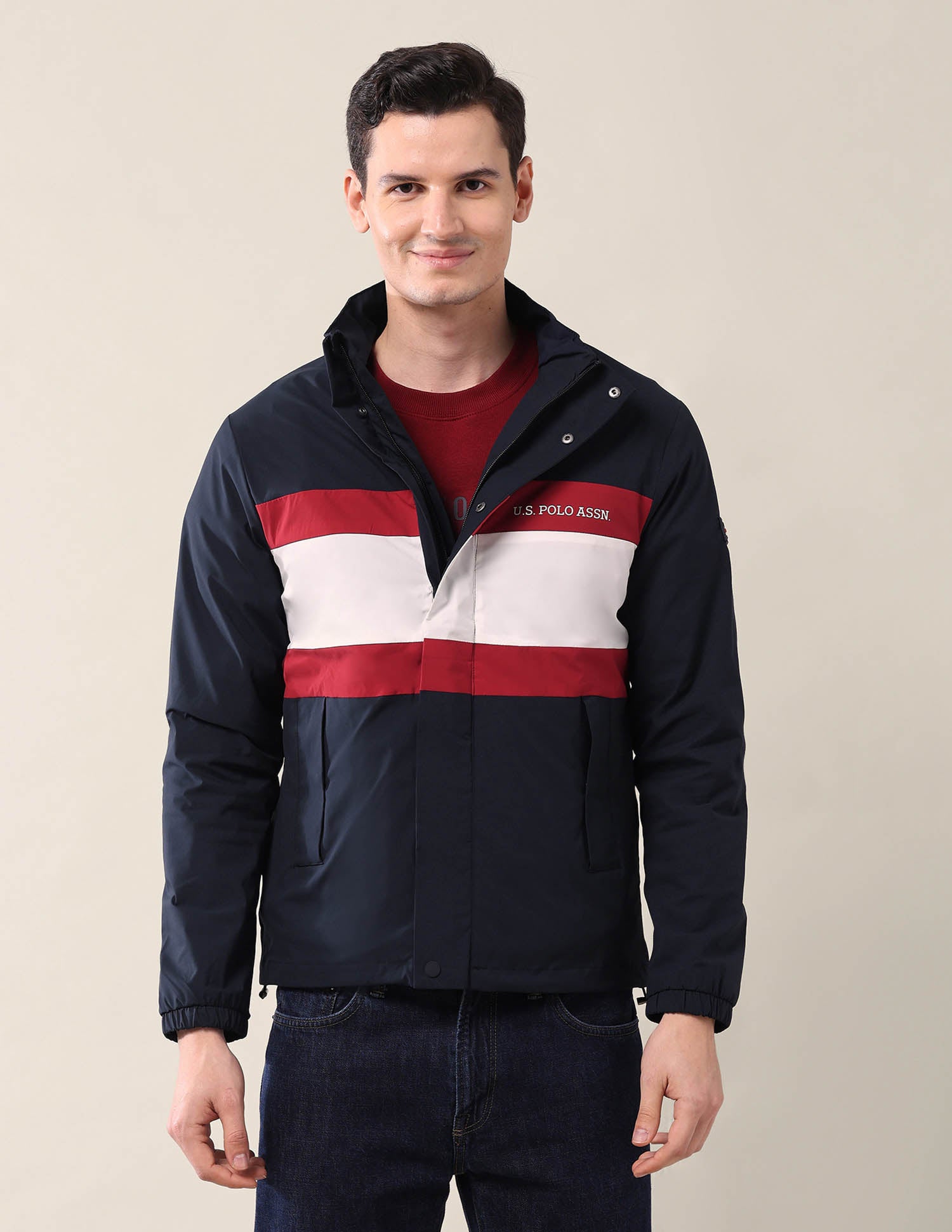 Colourblocked Regular Fit Jacket Navy - U.S. POLO ASSN. | Large