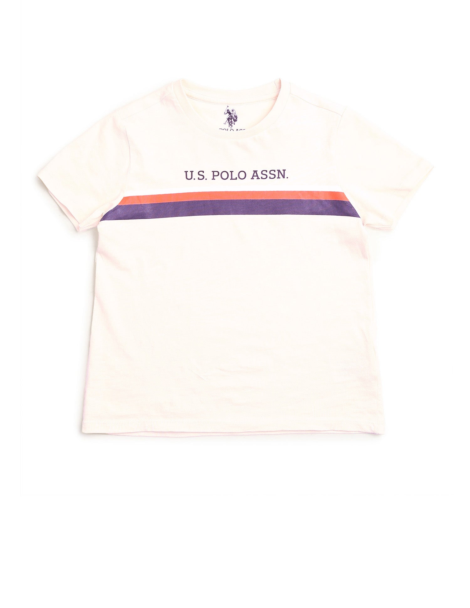 Boys Regular Fit Horizontal Striped T-Shirt Beige - U.S. POLO ASSN. | Large