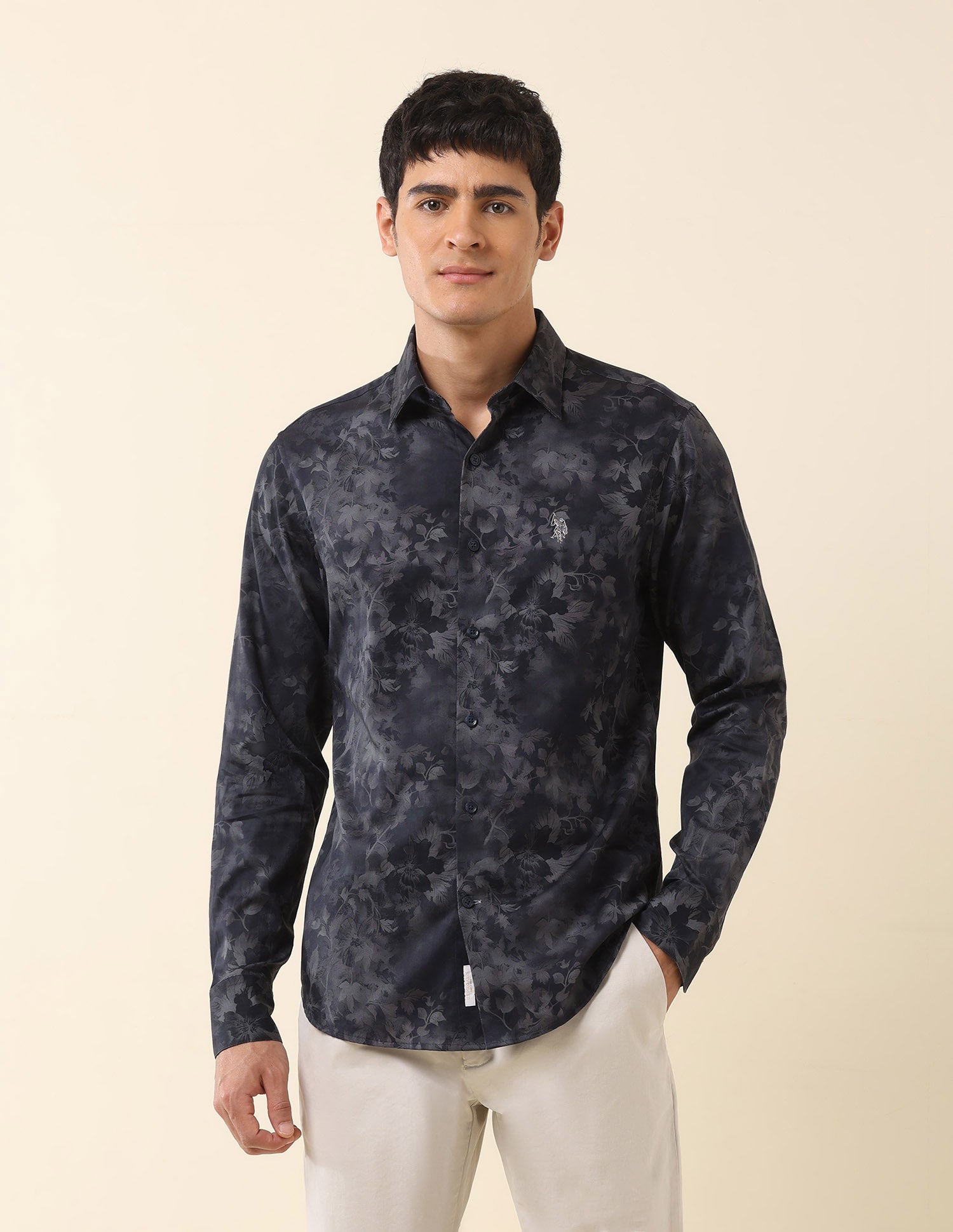 Tailored Fit Floral Printed Shirt Navy - U.S. Polo Assn. India | Large