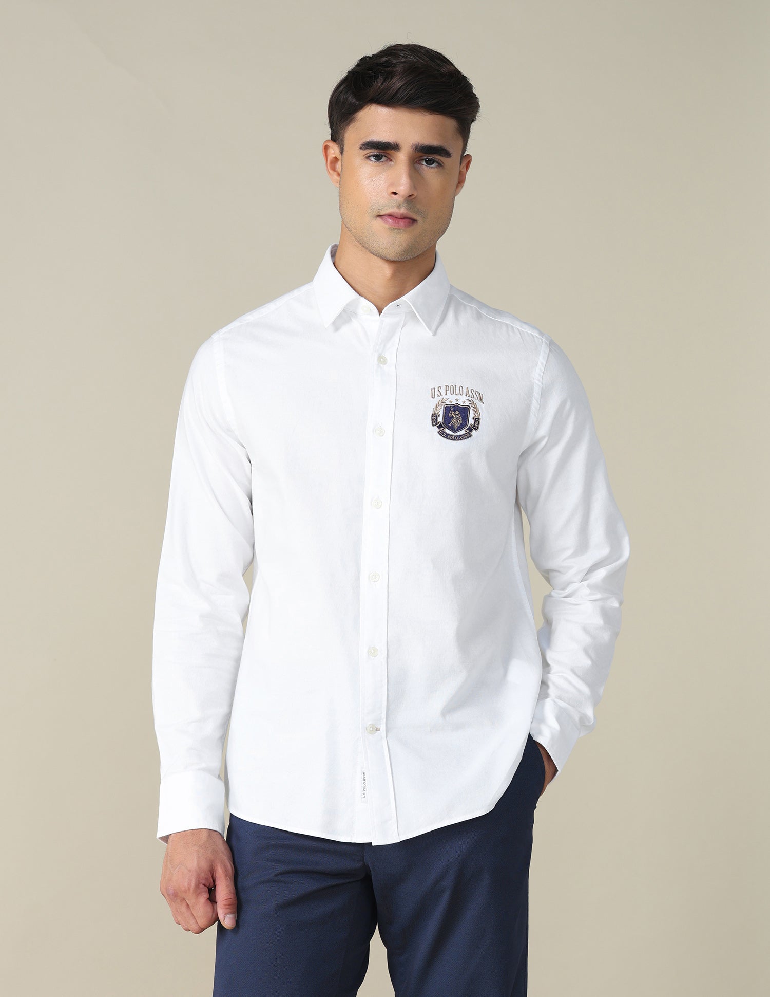 Oxford Tailored Fit Shirt White - U.S. POLO ASSN. | Large