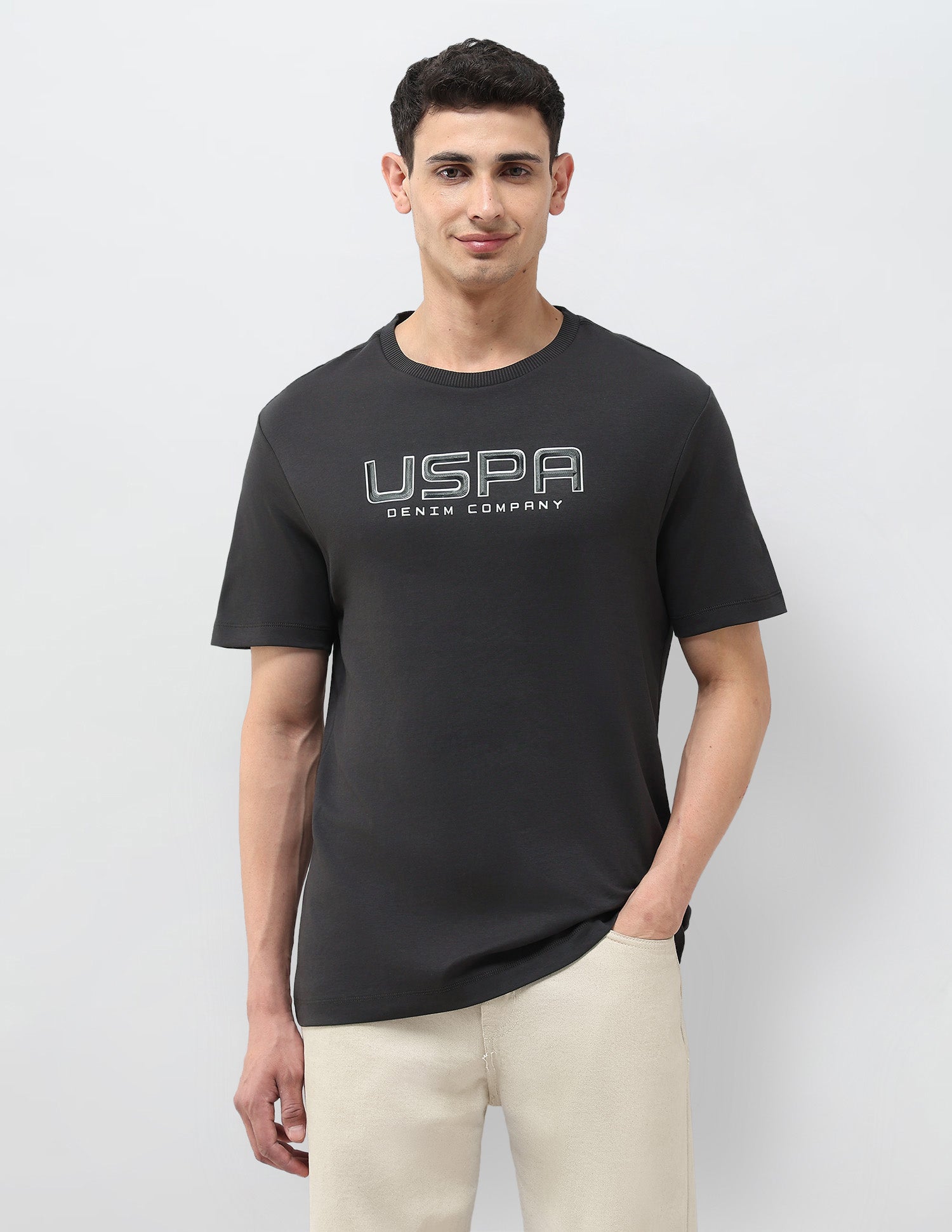 Monochrome Brand Embossed T-Shirt Dark Grey - U.S. POLO ASSN. | Large