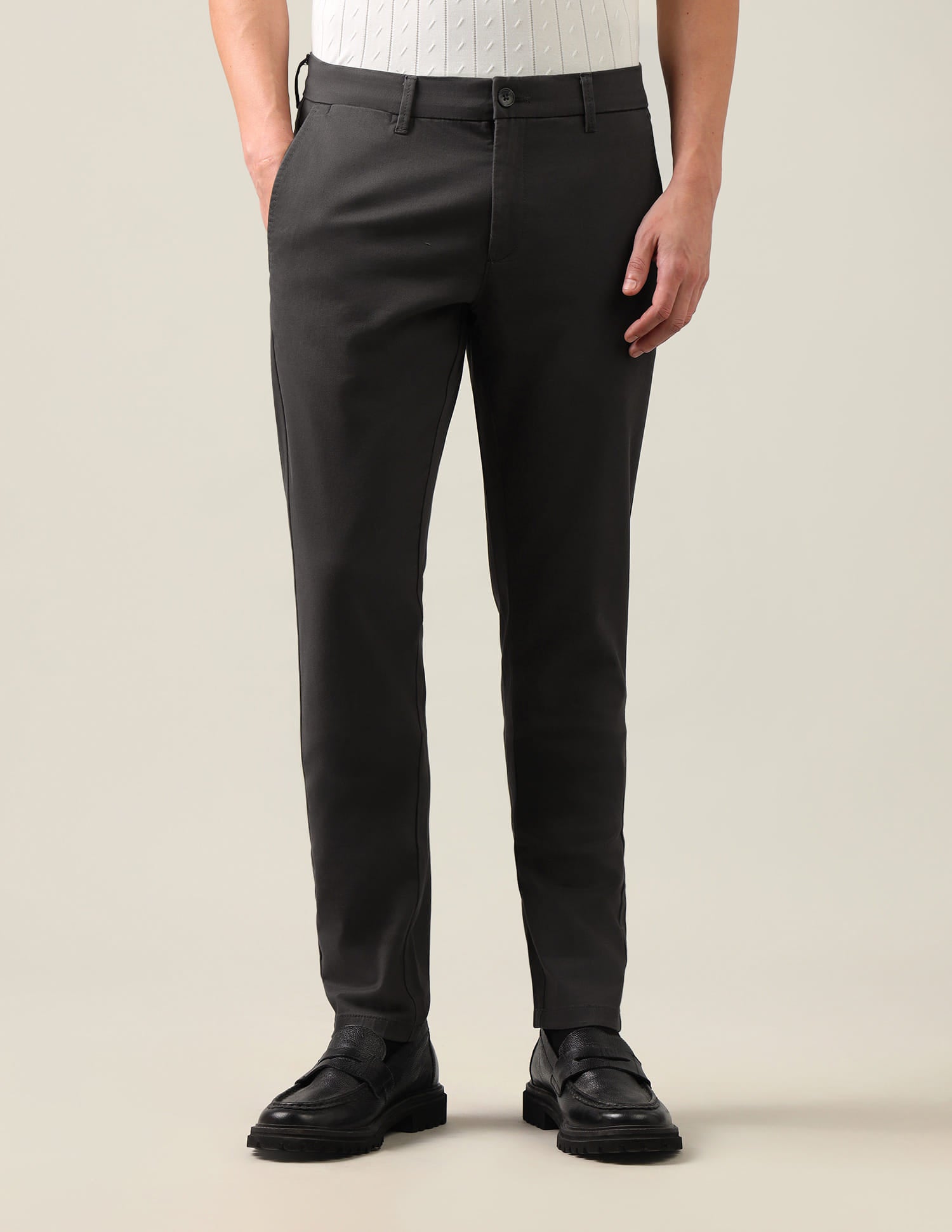 Austin Slim Fit Twill Trousers Grey - U.S. Polo Assn. India | Large