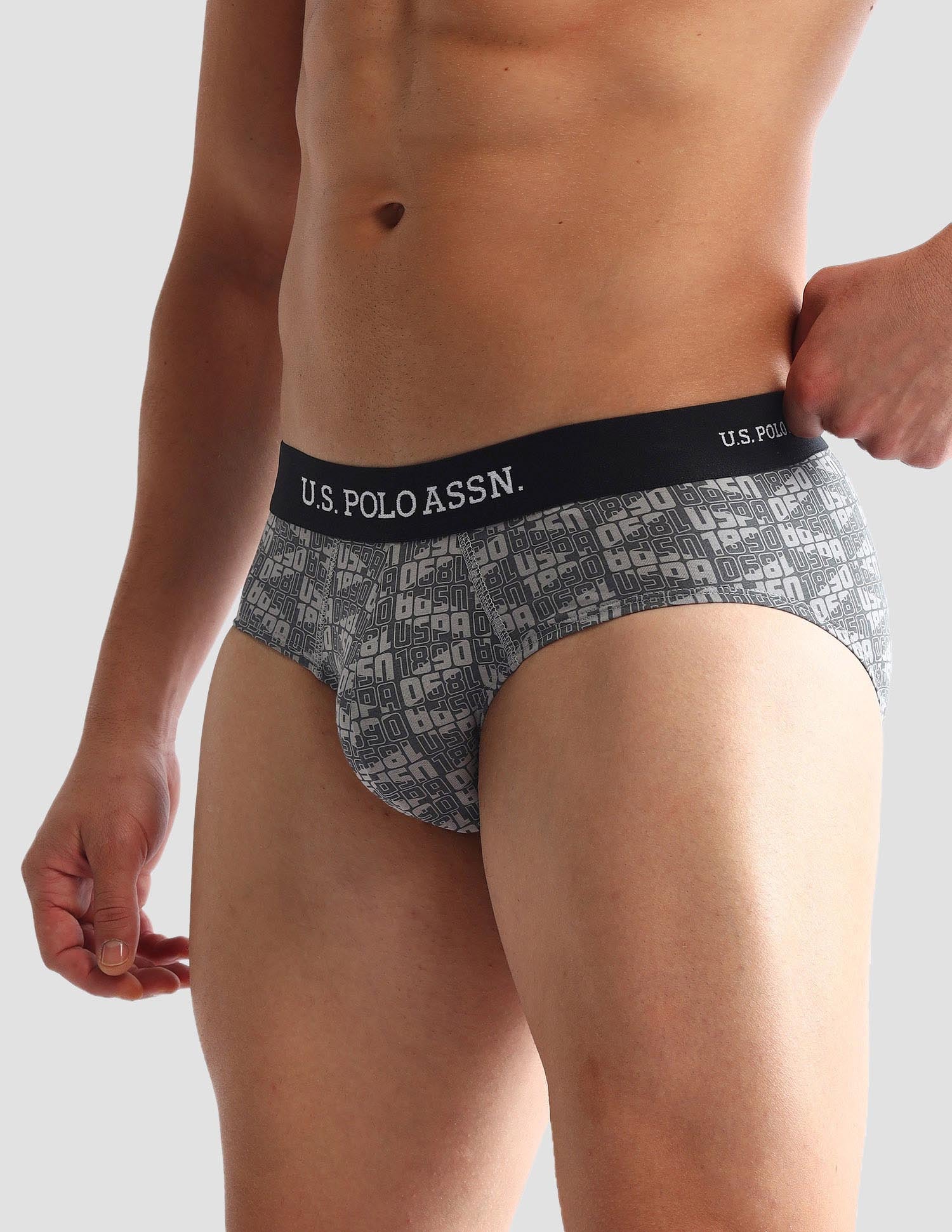 Anti Microbial Printed OEB14 Briefs - Pack Of 3 Iron Gate, Blue and Black - U.S. POLO ASSN. | Large