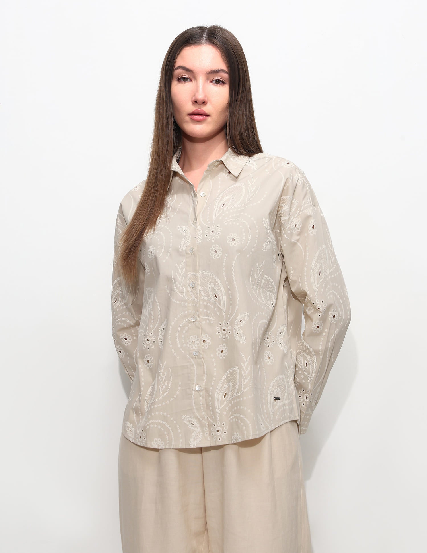 Oversized Fit Floral Shirt Beige - U.S. Polo Assn. India | Large