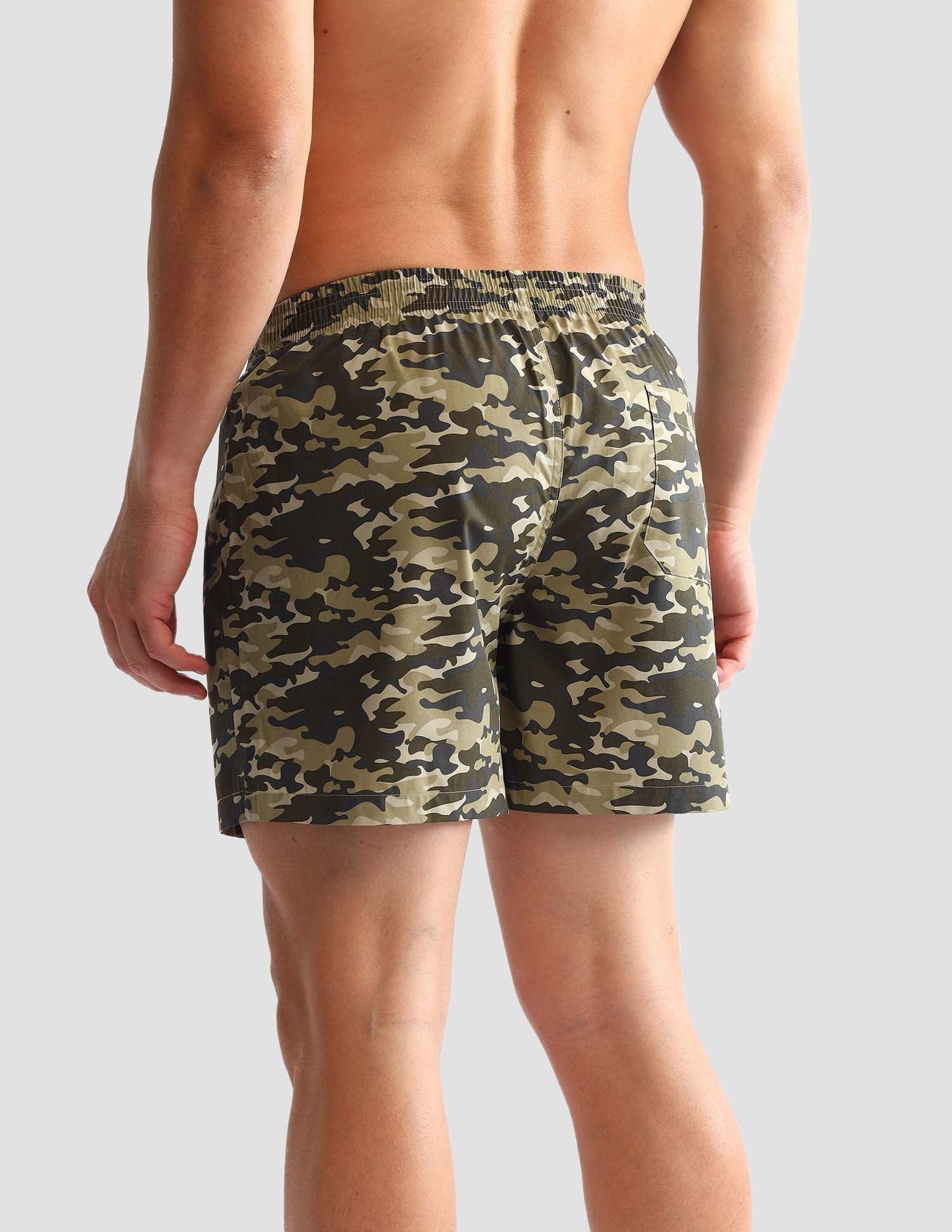 Camouflage Printed Cotton OEX10 Boxers - Pack Of 2 Olive Camo and Olive - U.S. POLO ASSN. | Large