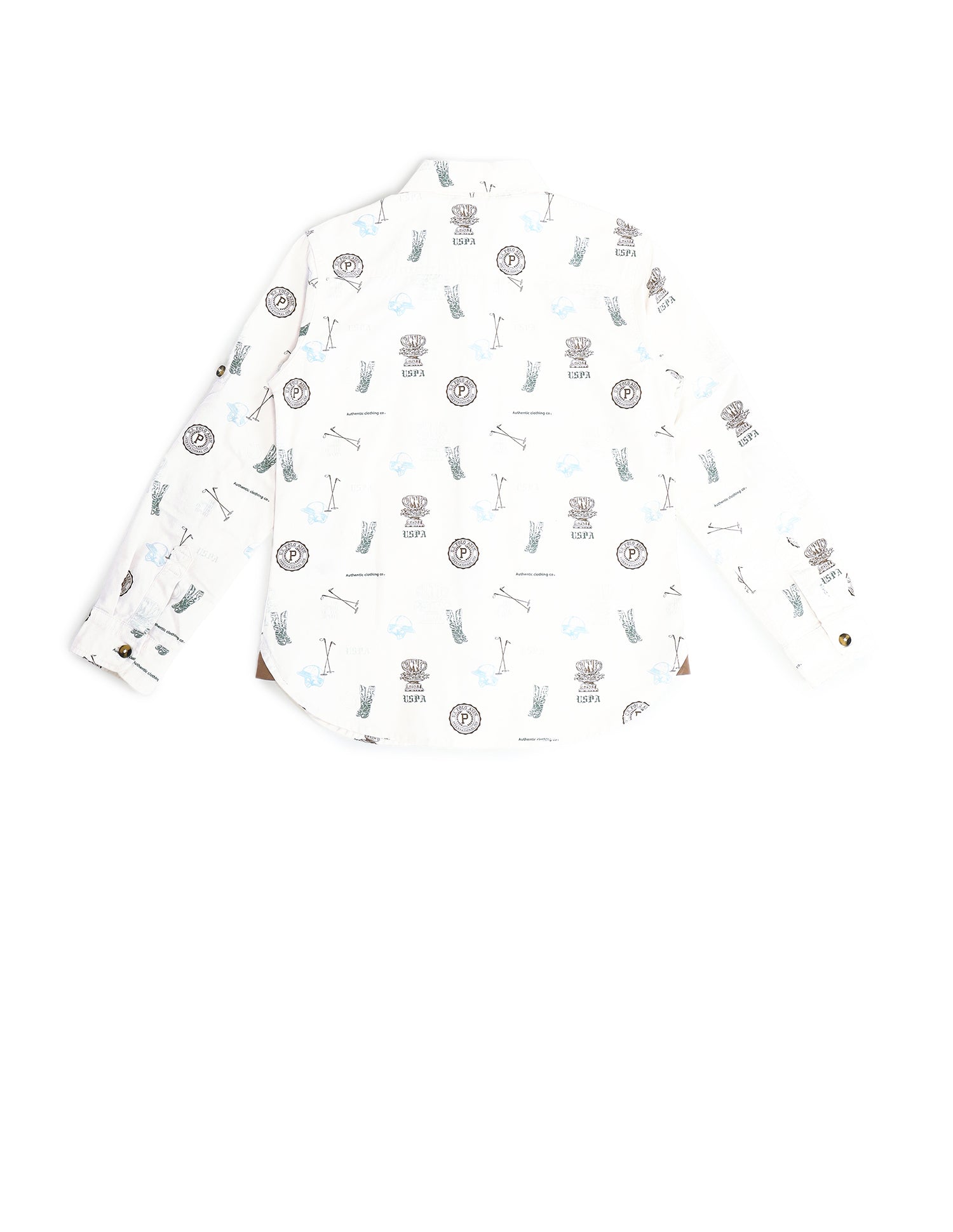 Boys All-Over Printed Regular Fit Shirt Ecru - U.S. Polo Assn. India | Large