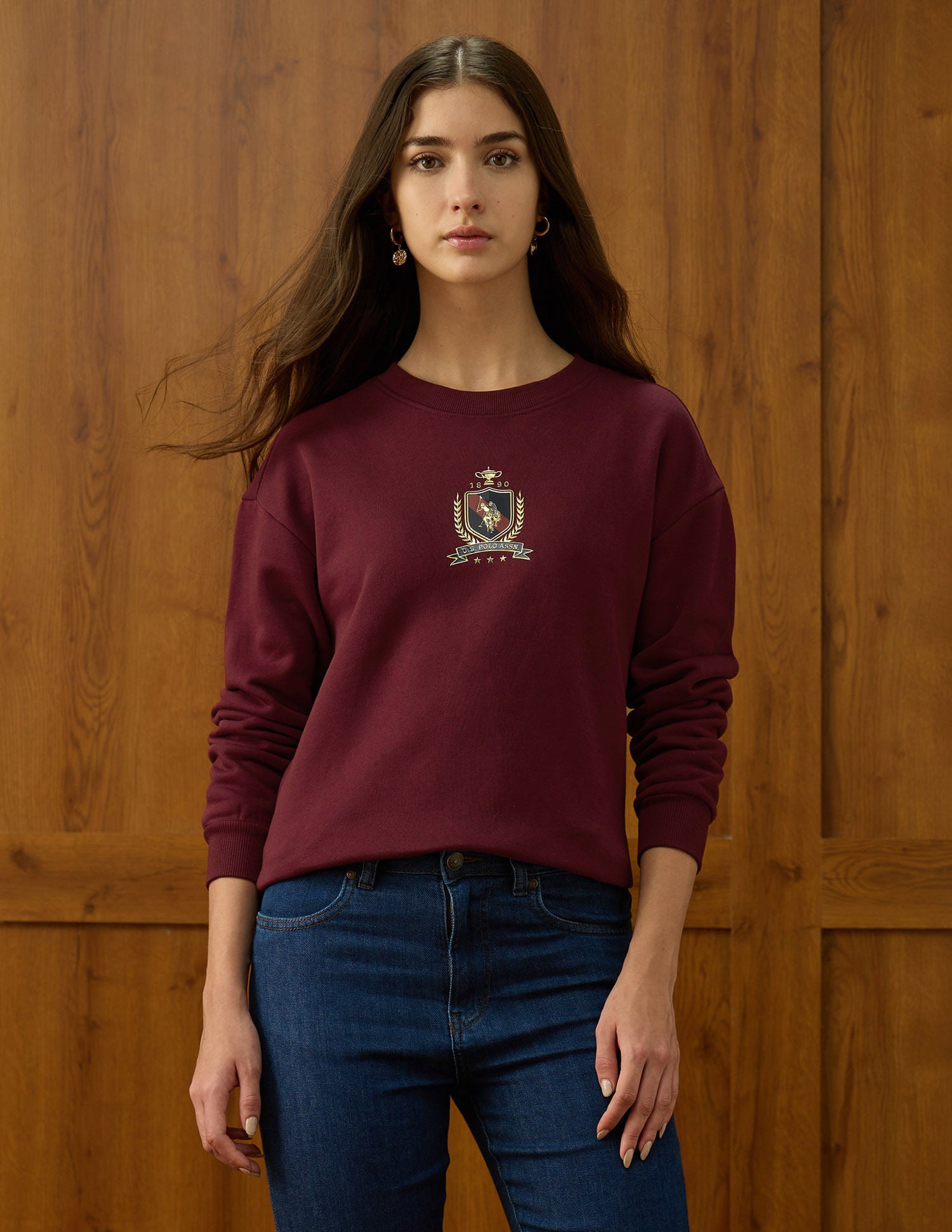 Brand Applique Regular Fit Sweatshirt Purple - U.S. POLO ASSN. | Large