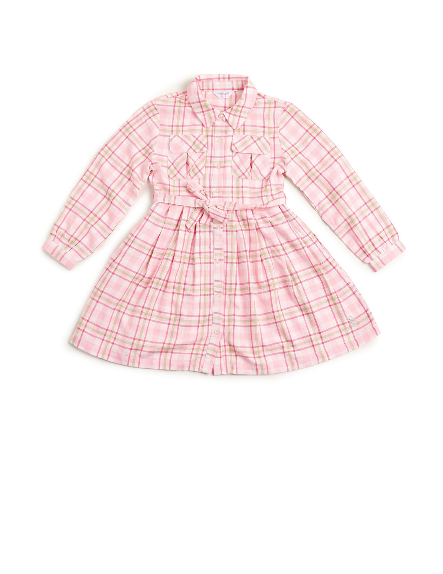 Girls Checked A-Line Dress Pink - U.S. POLO ASSN. | Large