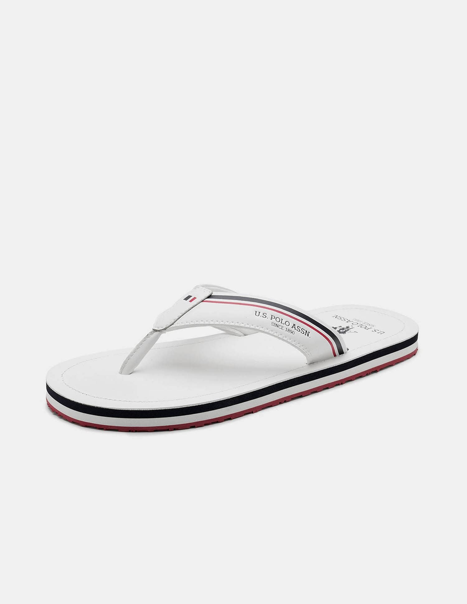 Men Nesta Striped Flip Flops White - U.S. POLO ASSN. | Large