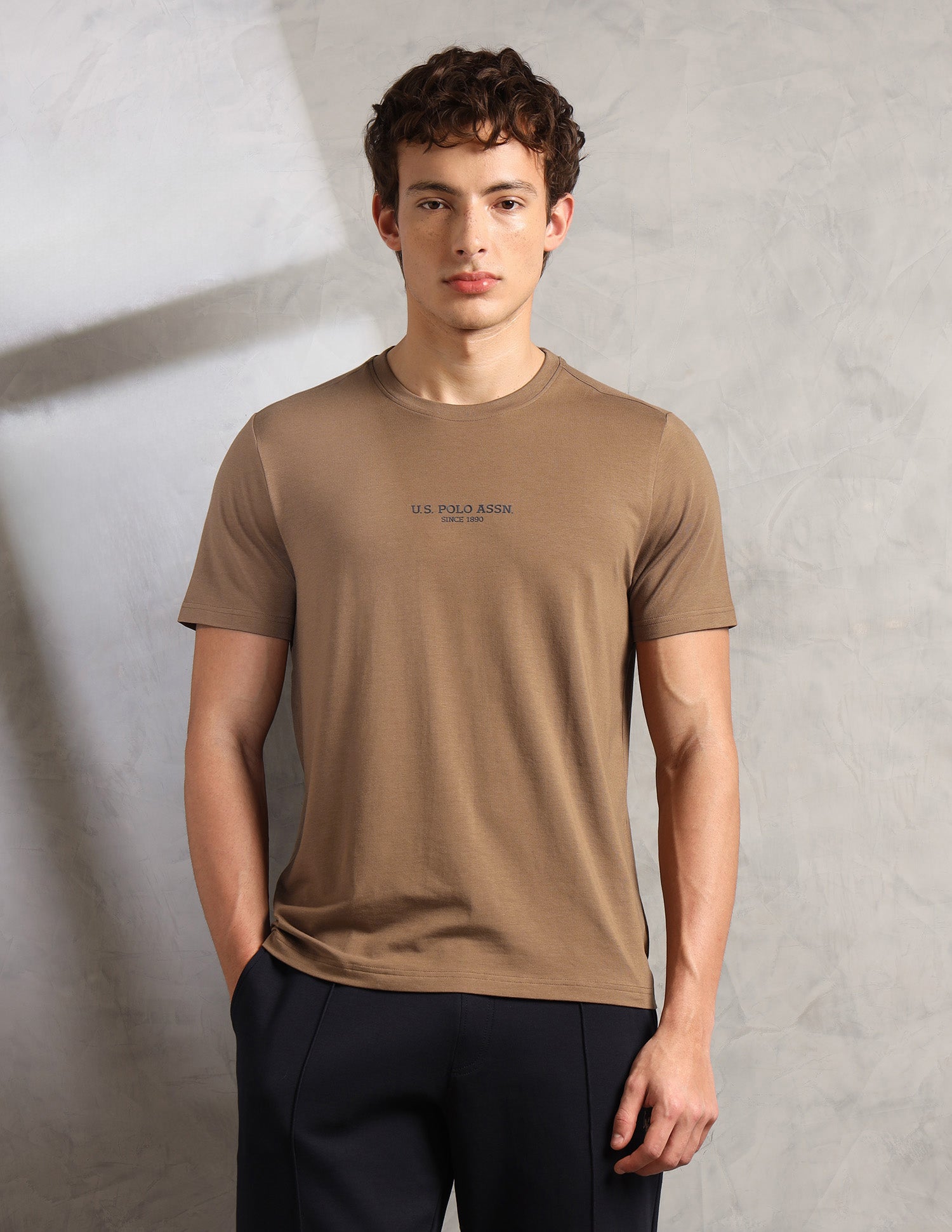 Comfort Relaxed Fit Breathable PE005-PL Lounge T-Shirt - Pack Of 1 Malt Ball - U.S. Polo Assn. India | Large