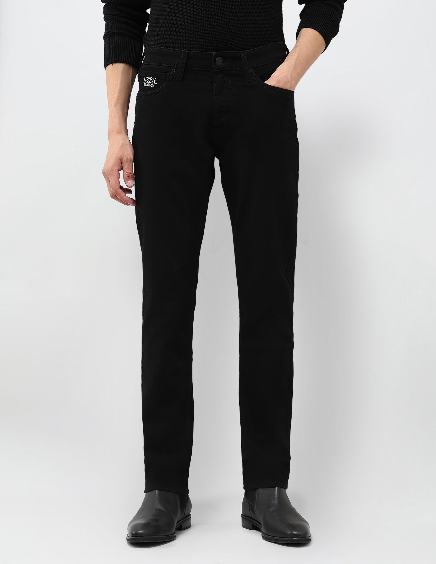 Brandon Slim Tapered Fit Black Jeans Black - U.S. POLO ASSN. | Large