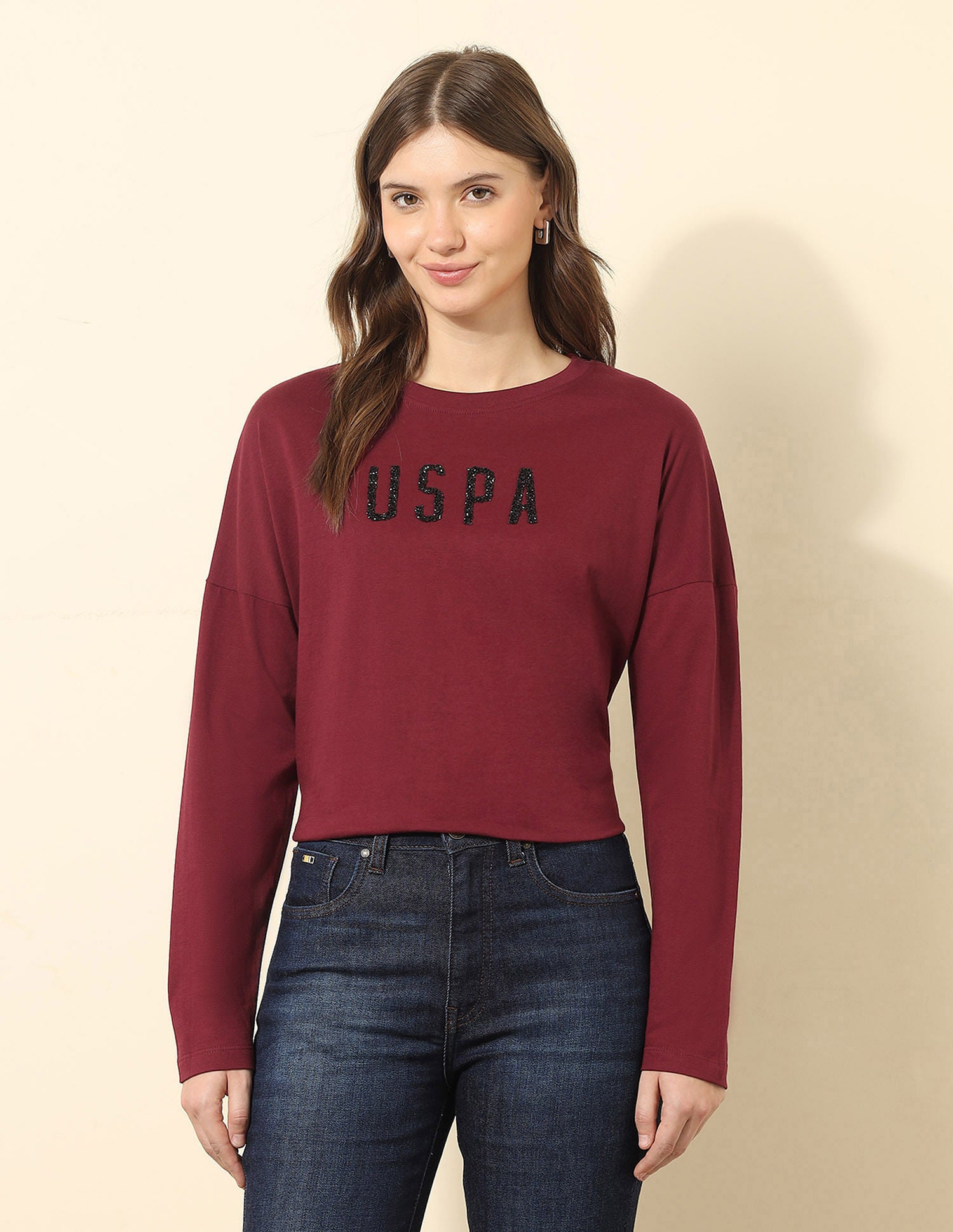 Boxy Fit Brand Embellished T-Shirt Red - U.S. POLO ASSN. | Large